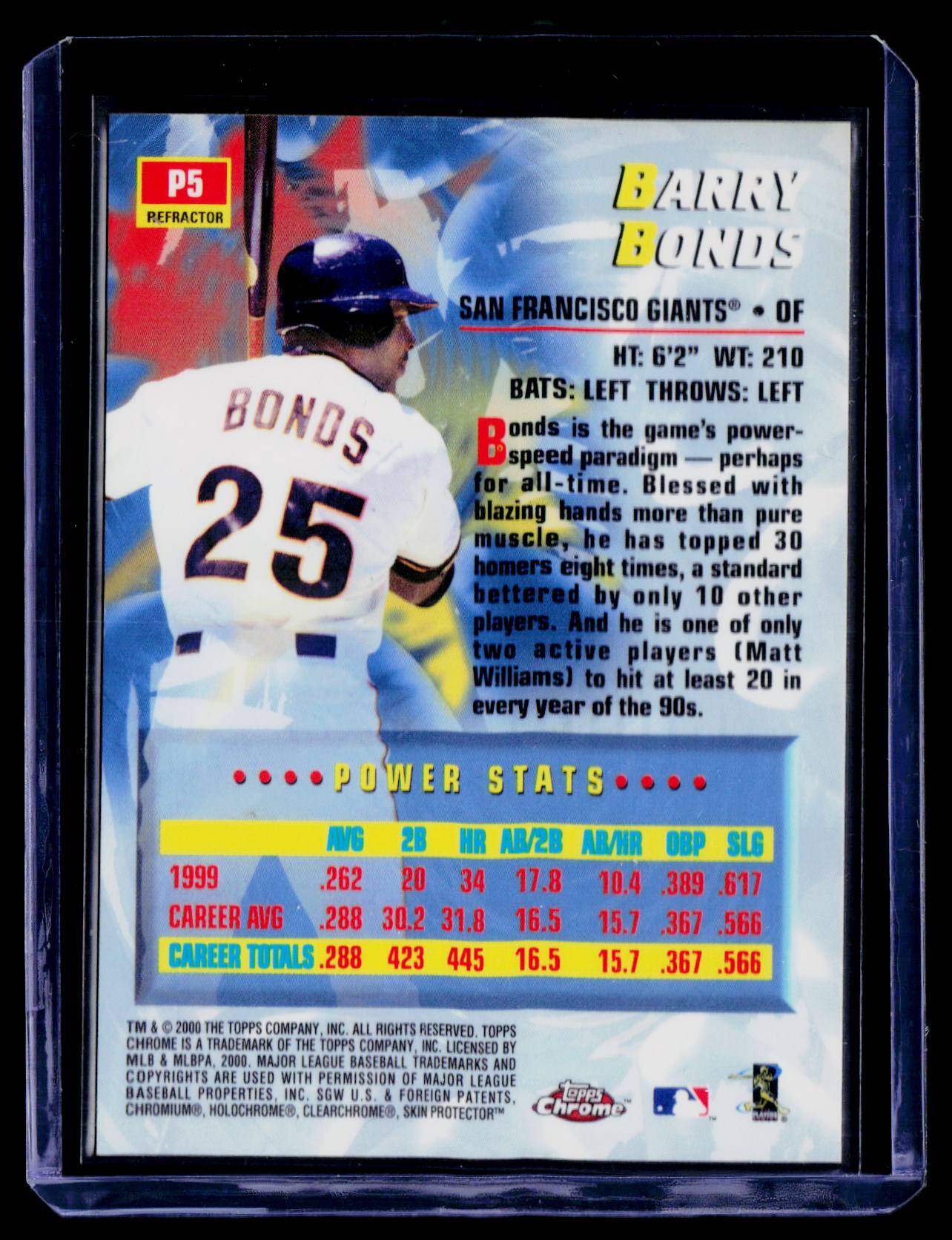 2000 Topps Chrome #P5 Barry Bonds Power Players Refractors