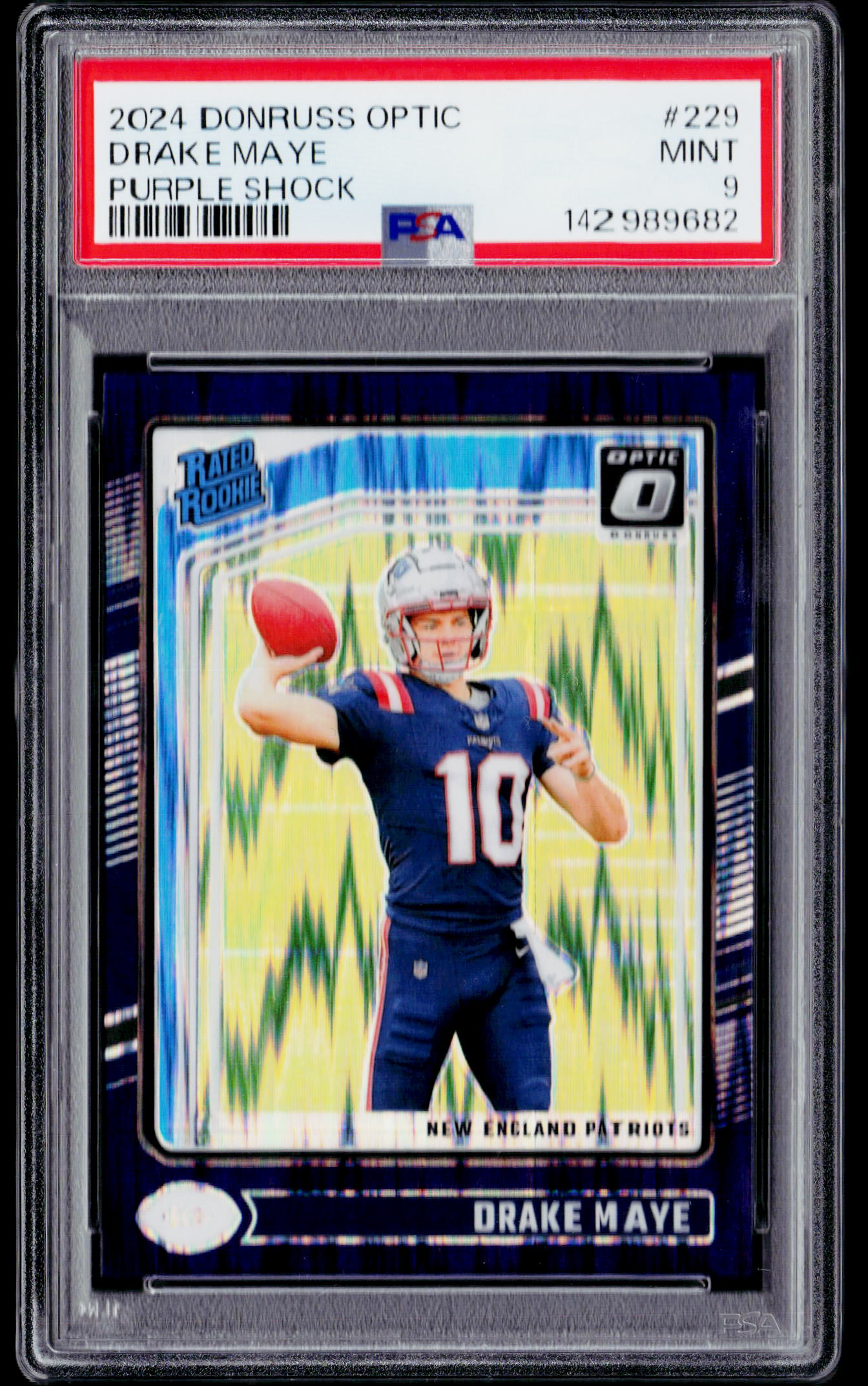 2024 Donruss Optic #229 Drake Maye Purple Shock PSA 9