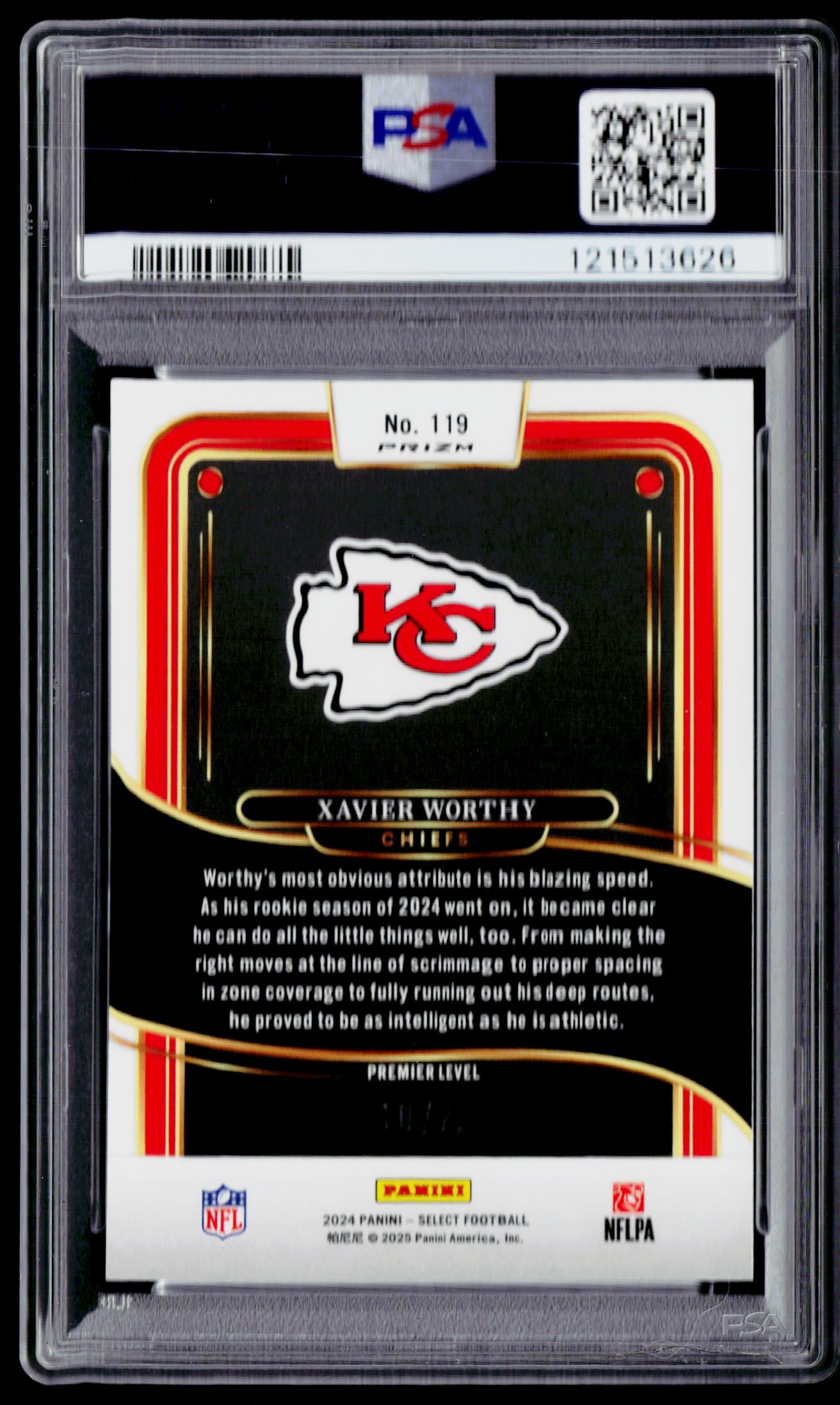 2024 Panini Select #119 Xavier Worthy Tie-Dye Prizm PSA 10