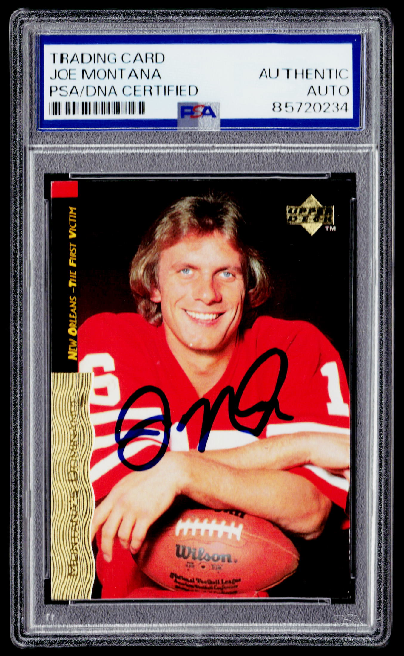 1995 Upper Deck Joe Montana Box Set #7 The First Victim PSA Authentic Auto
