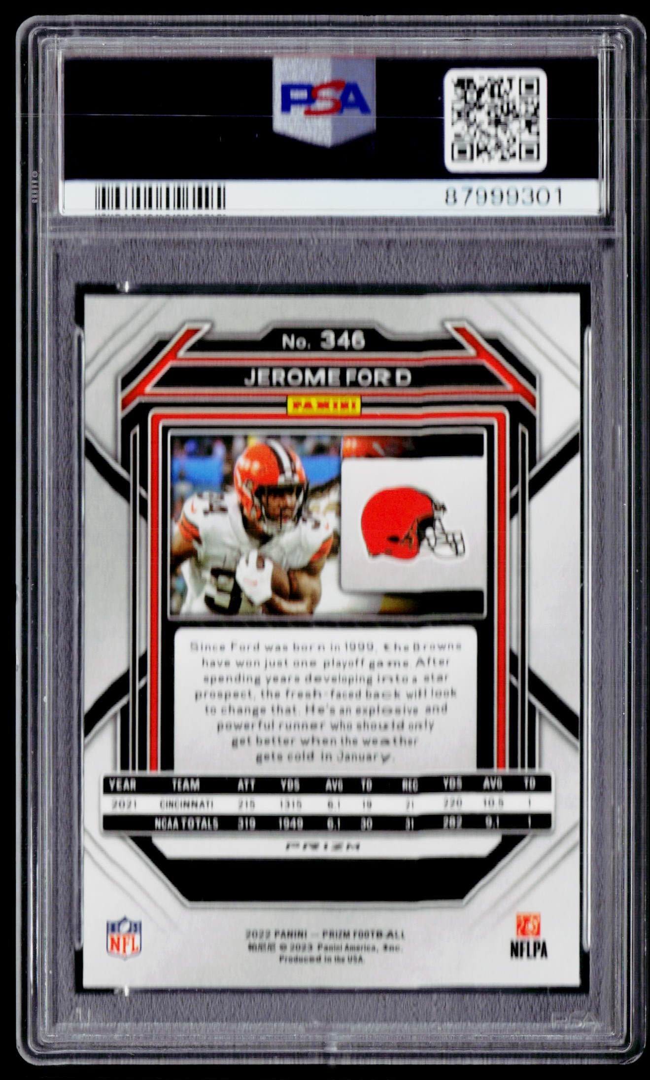 2022 Panini Prizm #346 Jerome Ford Red Sparkle PSA 10