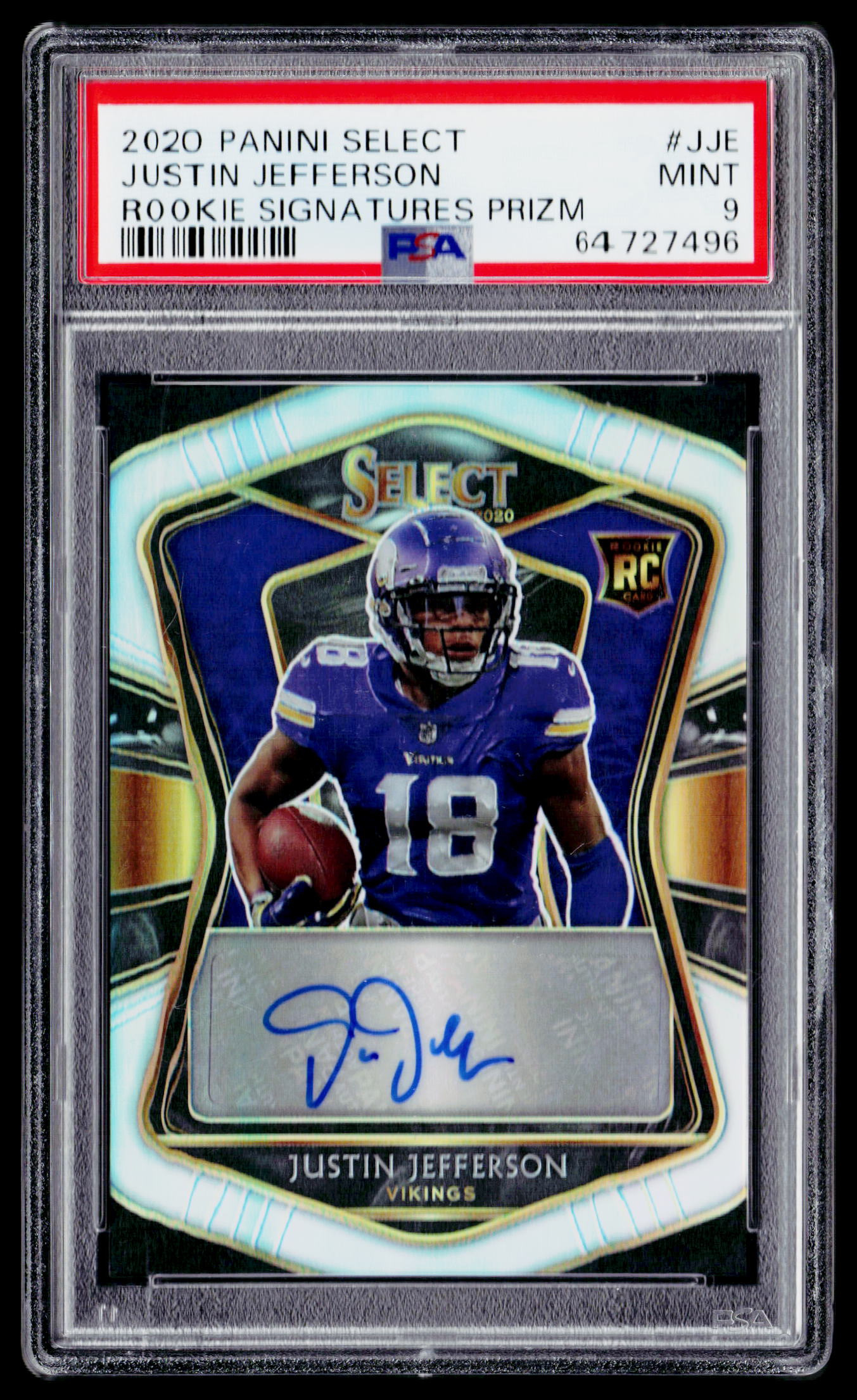 2020 Panini Select #RS-JJE Justin Jefferson Rookie Signatures Prizm PSA 9 #/99