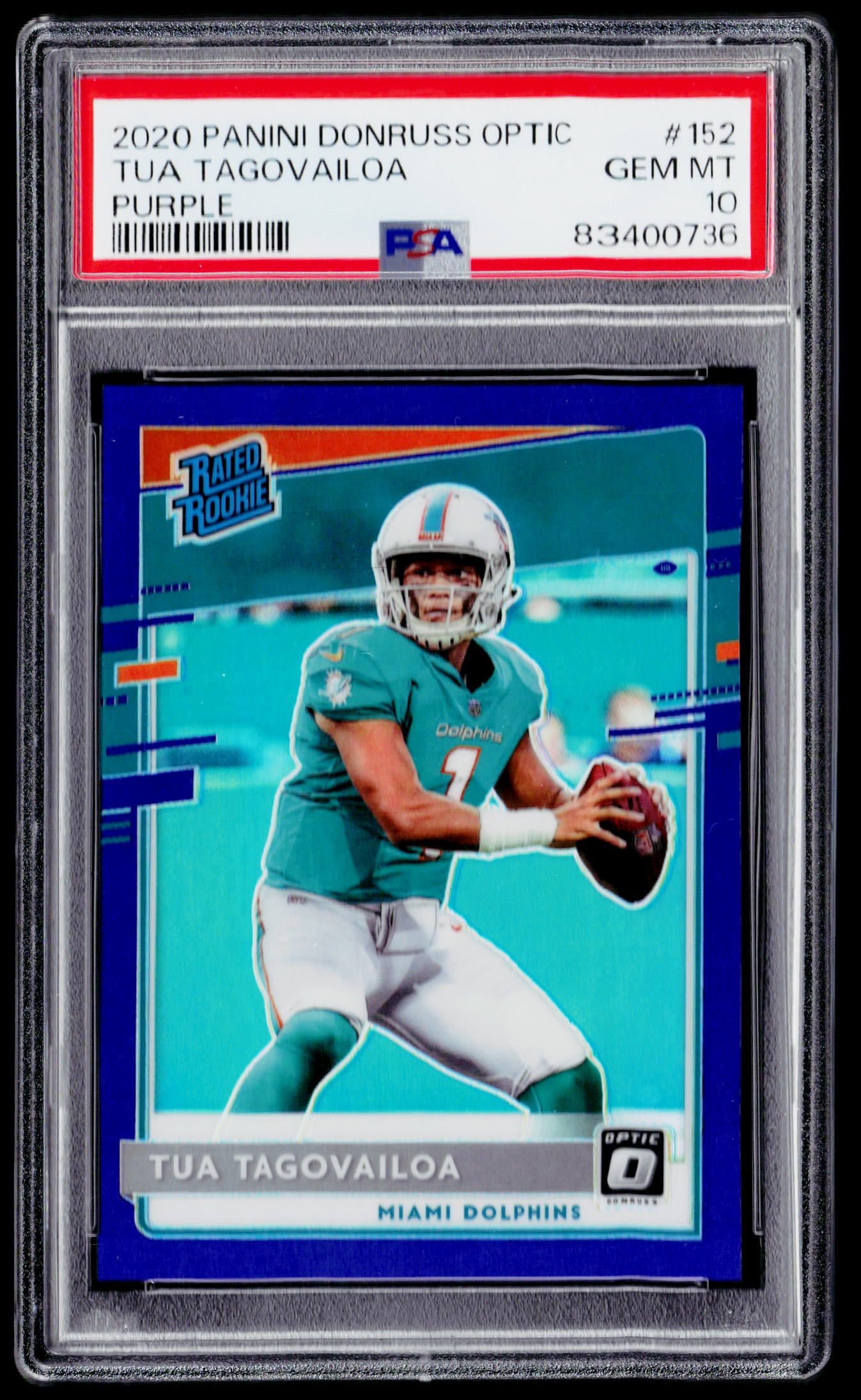 2020 Donruss Optic #152 Tua Tagovailoa Purple PSA 10 #/50