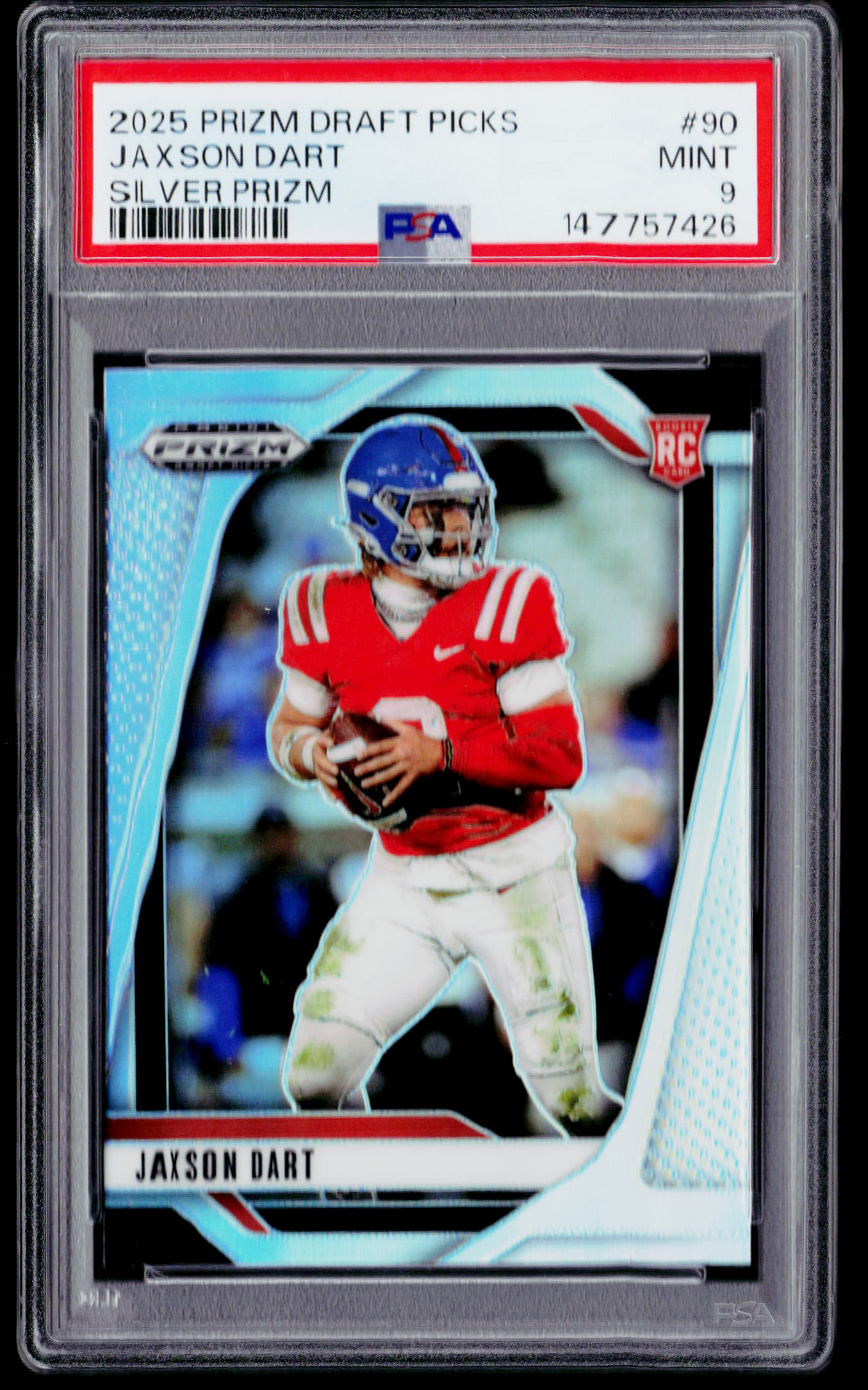 2025 Panini Prizm Draft Picks #90 Jaxson Dart Silver Prizm PSA 9