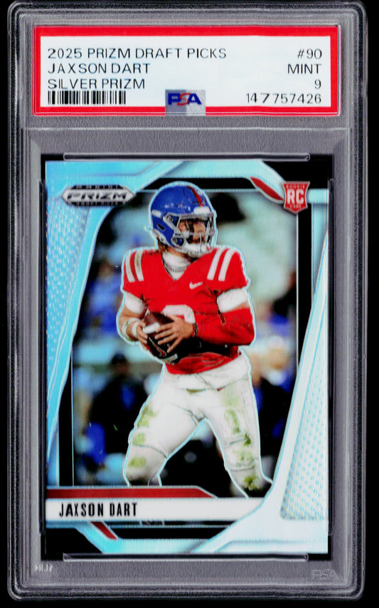2025 Panini Prizm Draft Picks #90 Jaxson Dart Silver Prizm PSA 9