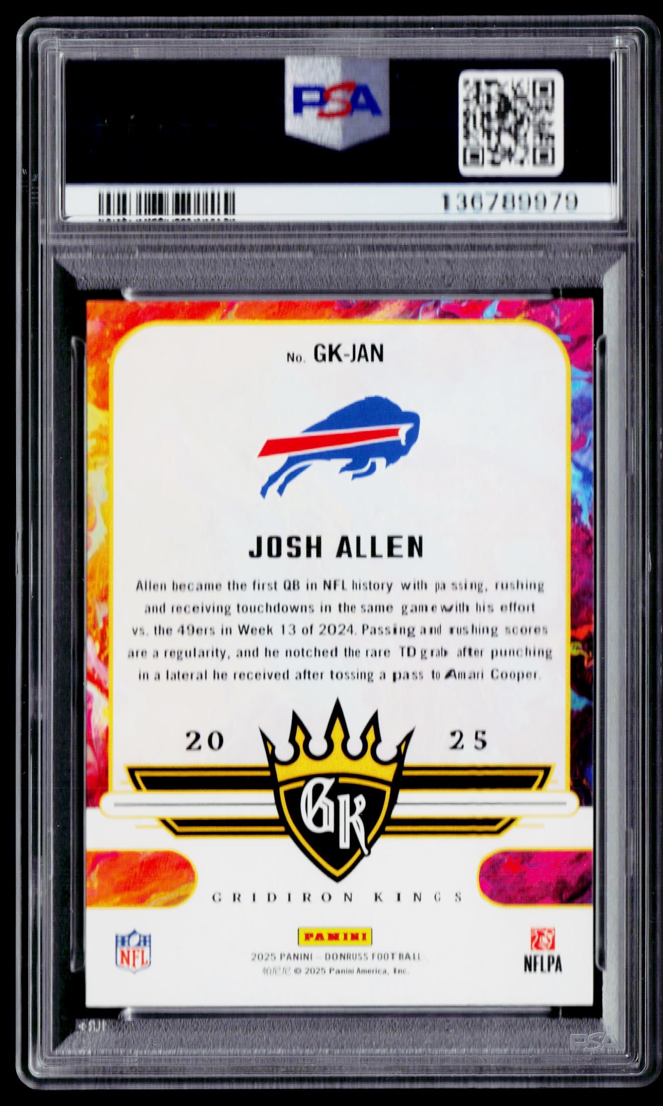 2025 Donruss #GK-JAN Josh Allen Gridiron Kings PSA 10