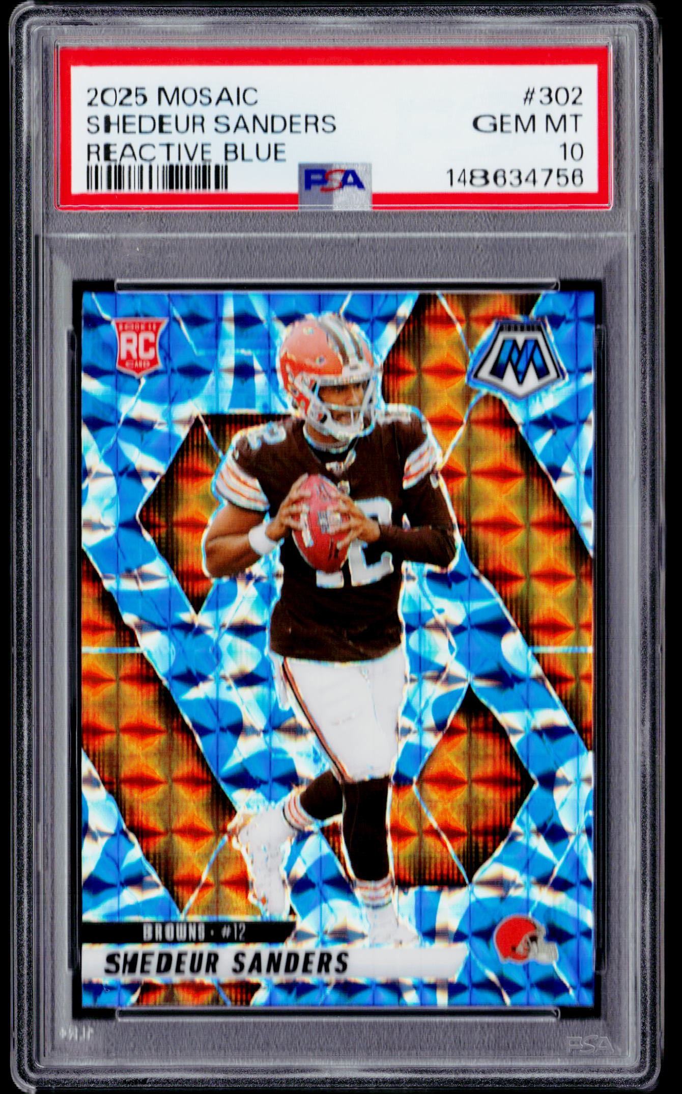 2025 Panini Mosaic #302 Shedeur Sanders Reactive Blue PSA 10