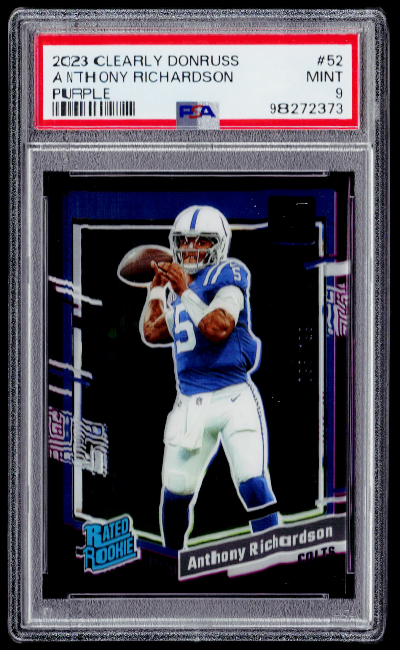 2023 Clearly Donruss #52 Anthony Richardson Purple PSA 9 #/199