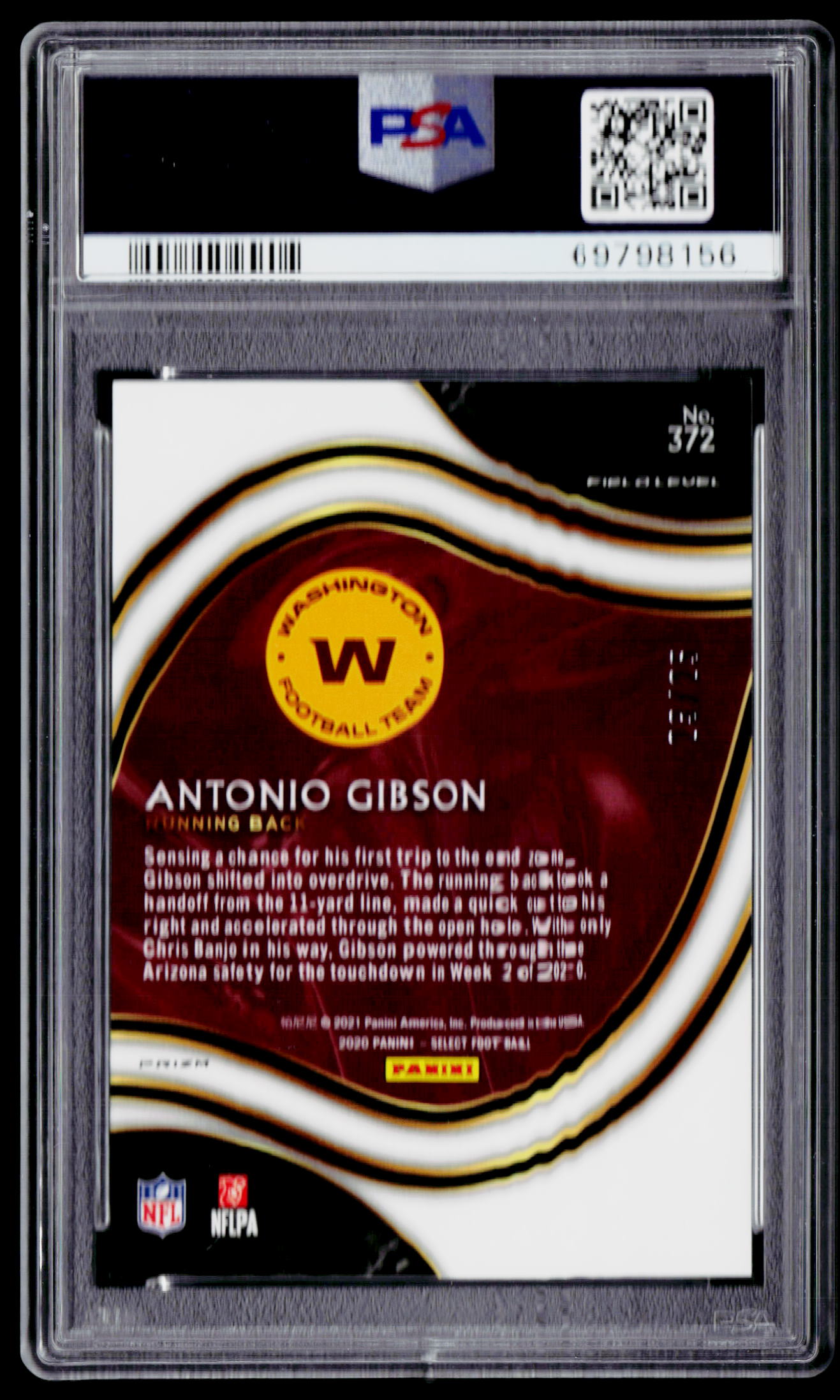 2020 Panini Select #372 Antonio Gibson Tie-Dye Prizm PSA 10 #/25