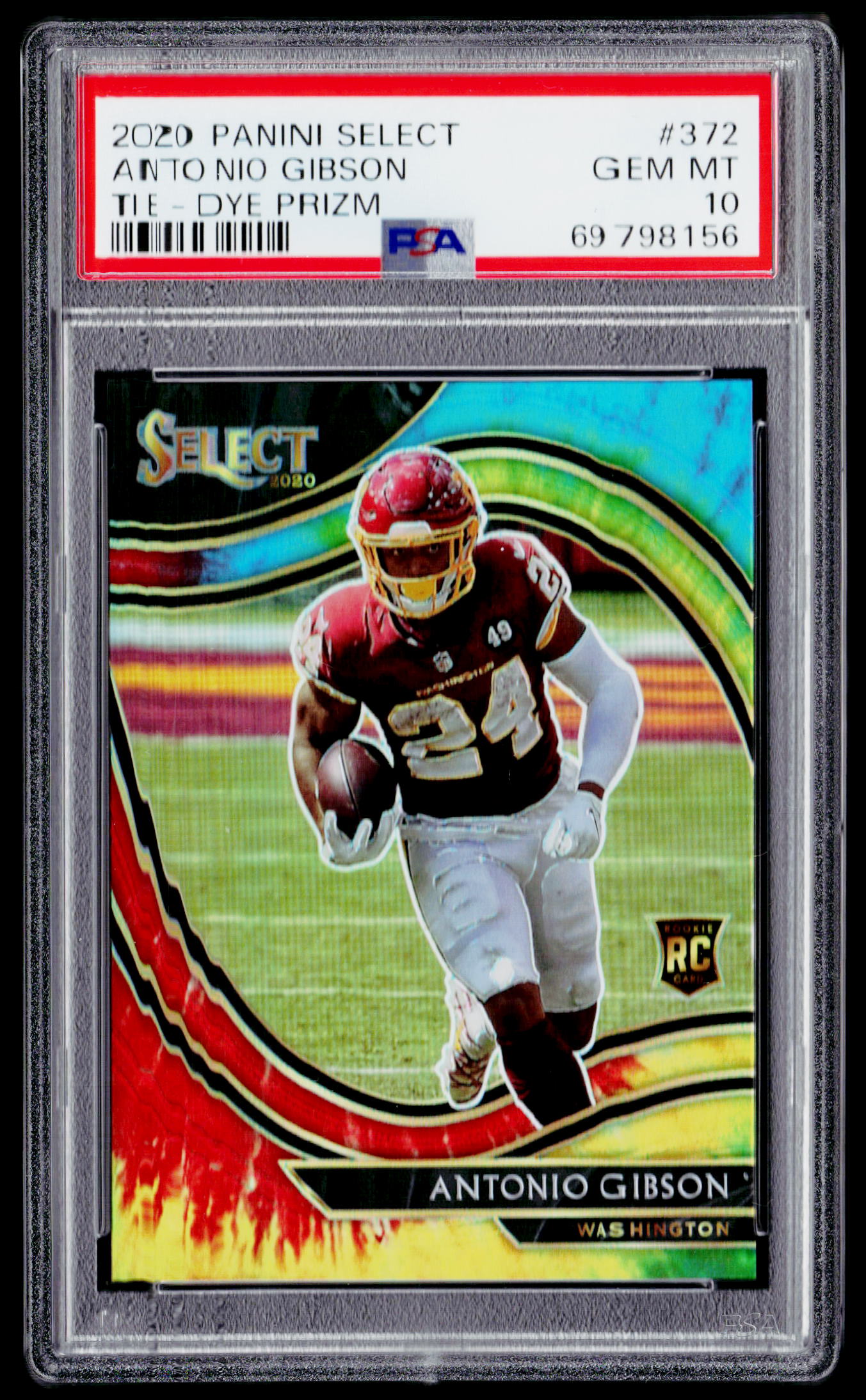 2020 Panini Select #372 Antonio Gibson Tie-Dye Prizm PSA 10 #/25