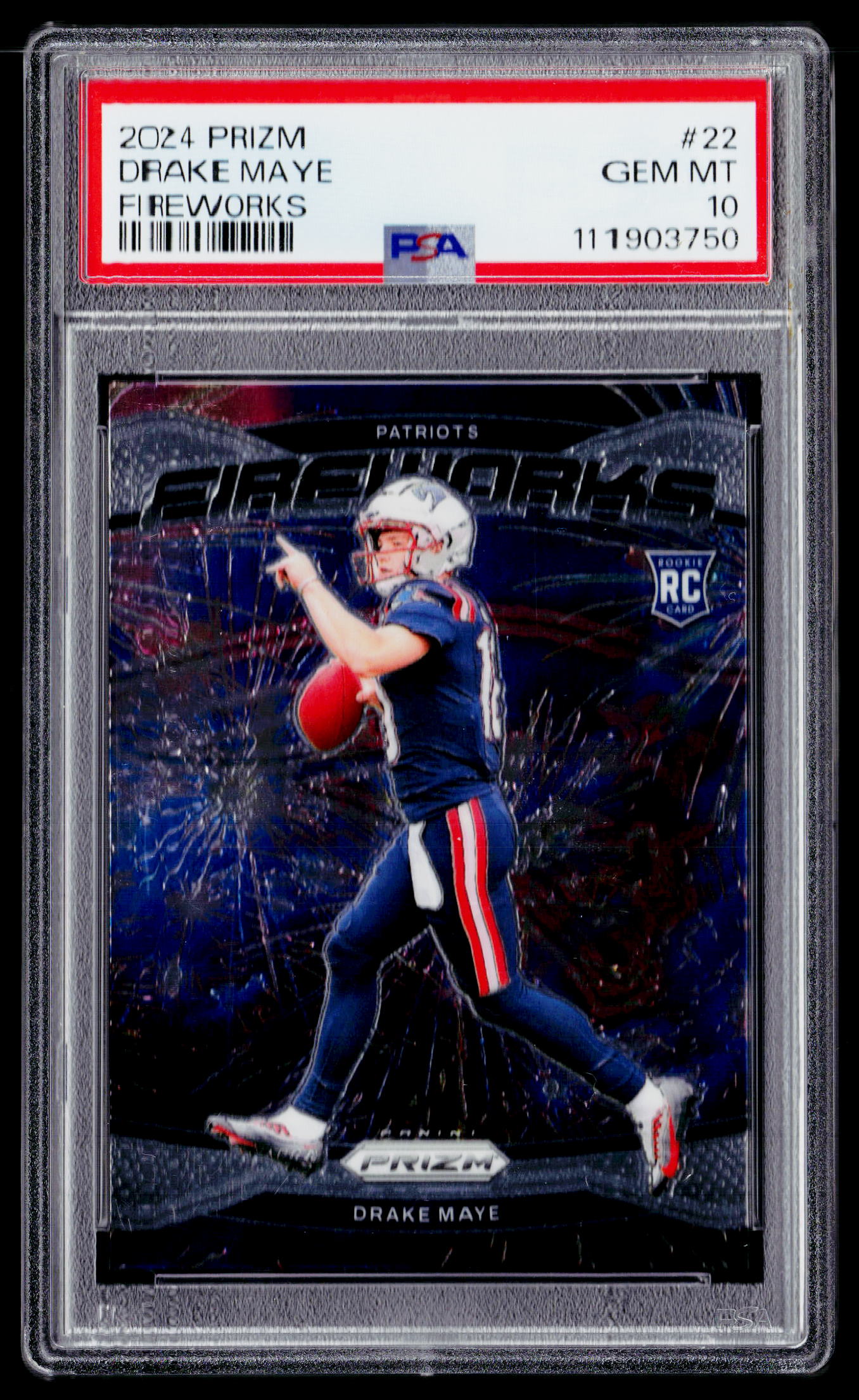 2024 Panini Prizm #22 Drake Maye Fireworks PSA 10