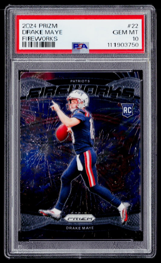 2024 Panini Prizm #22 Drake Maye Fireworks PSA 10