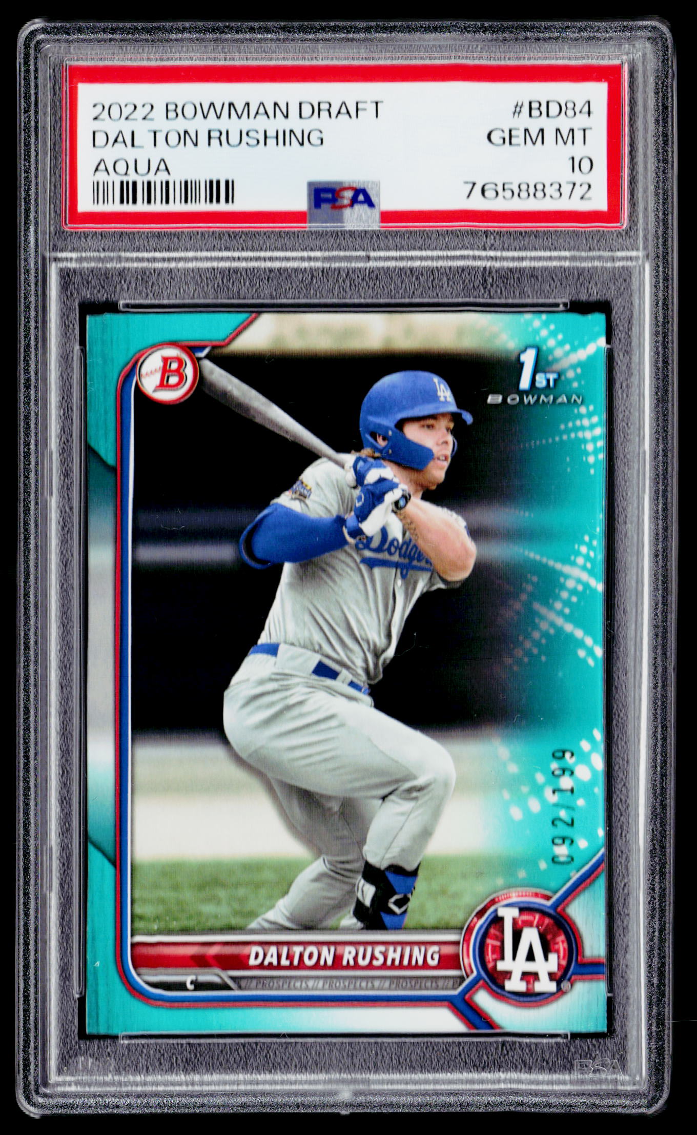 2022 Bowman Draft 1st Edition #BD-84 Dalton Rushing PSA 10