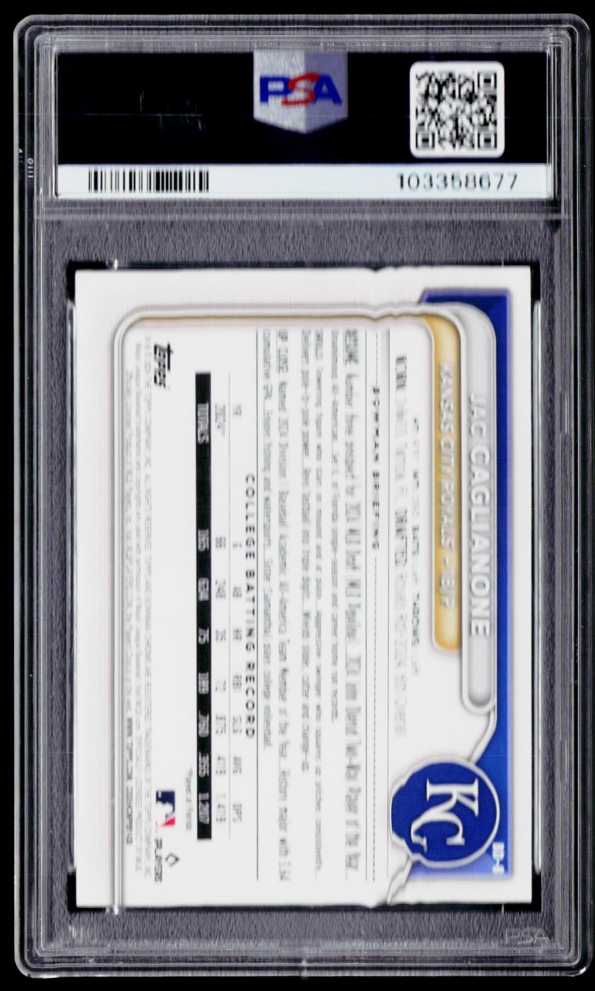 2024 Bowman Draft #BD-8 Jac Caglianone Sky Blue PSA 9 #/499