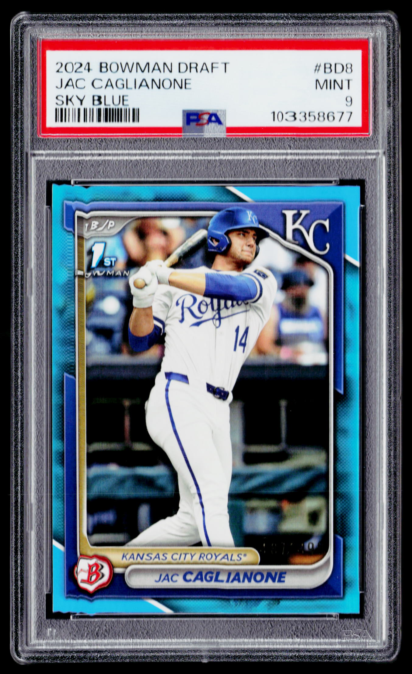 2024 Bowman Draft #BD-8 Jac Caglianone Sky Blue PSA 9 #/499