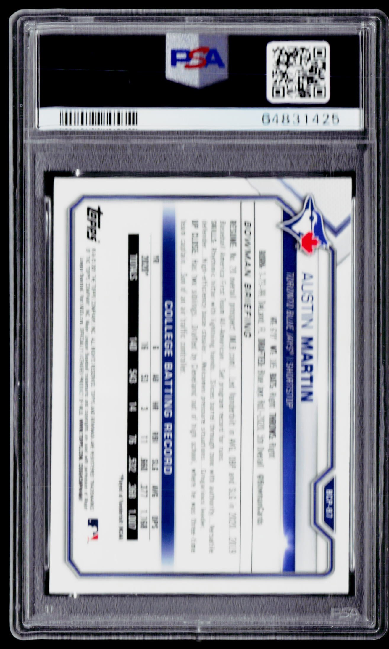 2021 Bowman #BCP-87 Austin Martin Chrome Prospects Mojo Refractor Red PSA 10 #/5