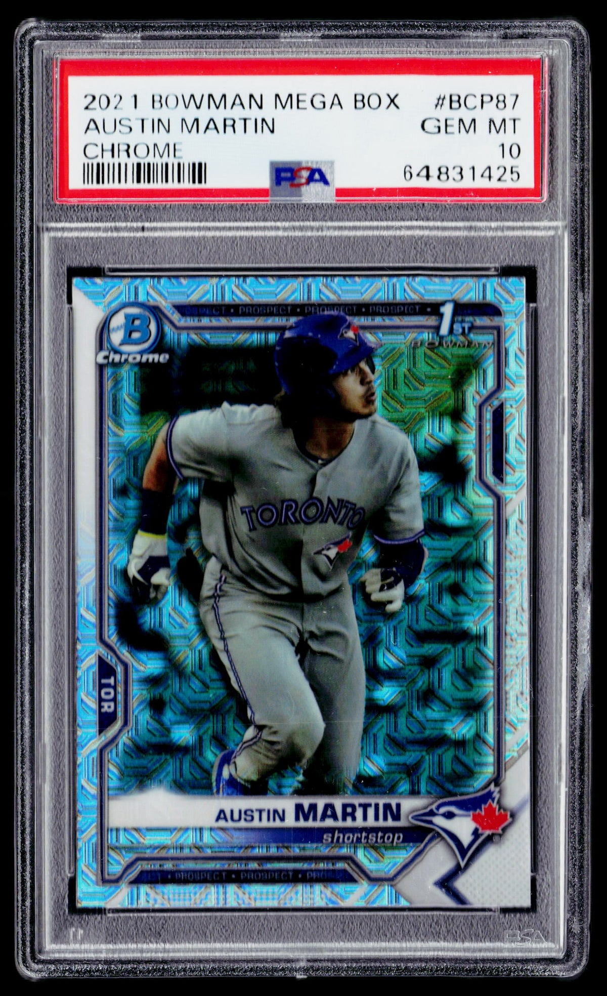 2021 Bowman #BCP-87 Austin Martin Chrome Prospects Mojo Refractor Red PSA 10 #/5