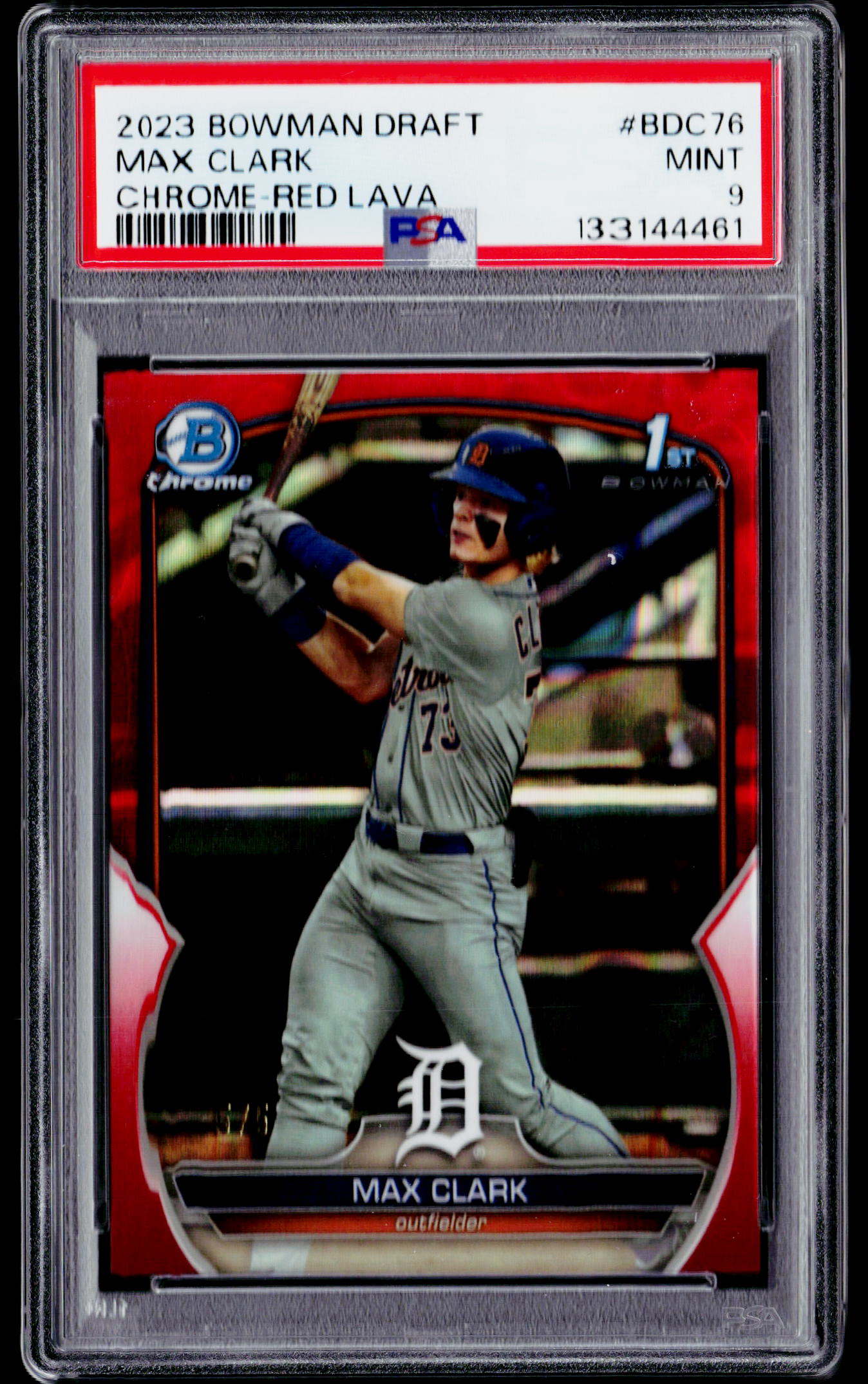 2023 Bowman Draft #BDC-76 Max Clark Chrome Red Lava Refractor PSA 9 #/5