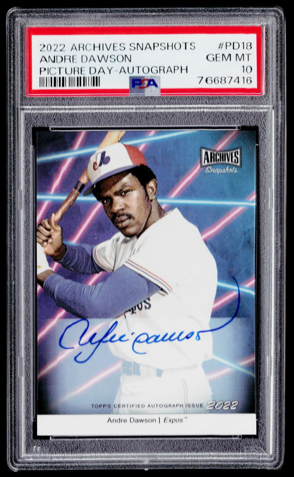 2022 Topps Archives Snapshots #PD-18 Andre Dawson Picture Day PSA 10 #/50