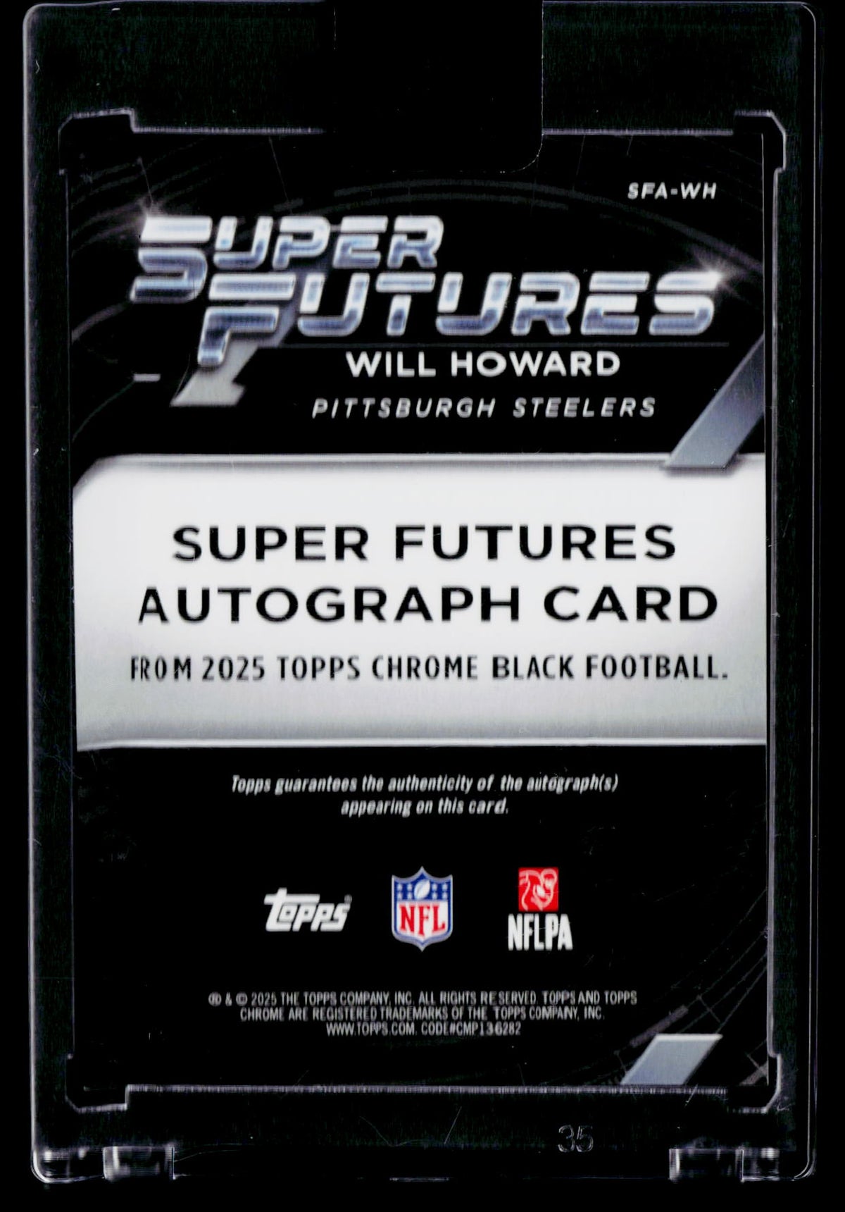 2025 Topps Chrome Black Will Howard Autographs Gold Refractor #/50