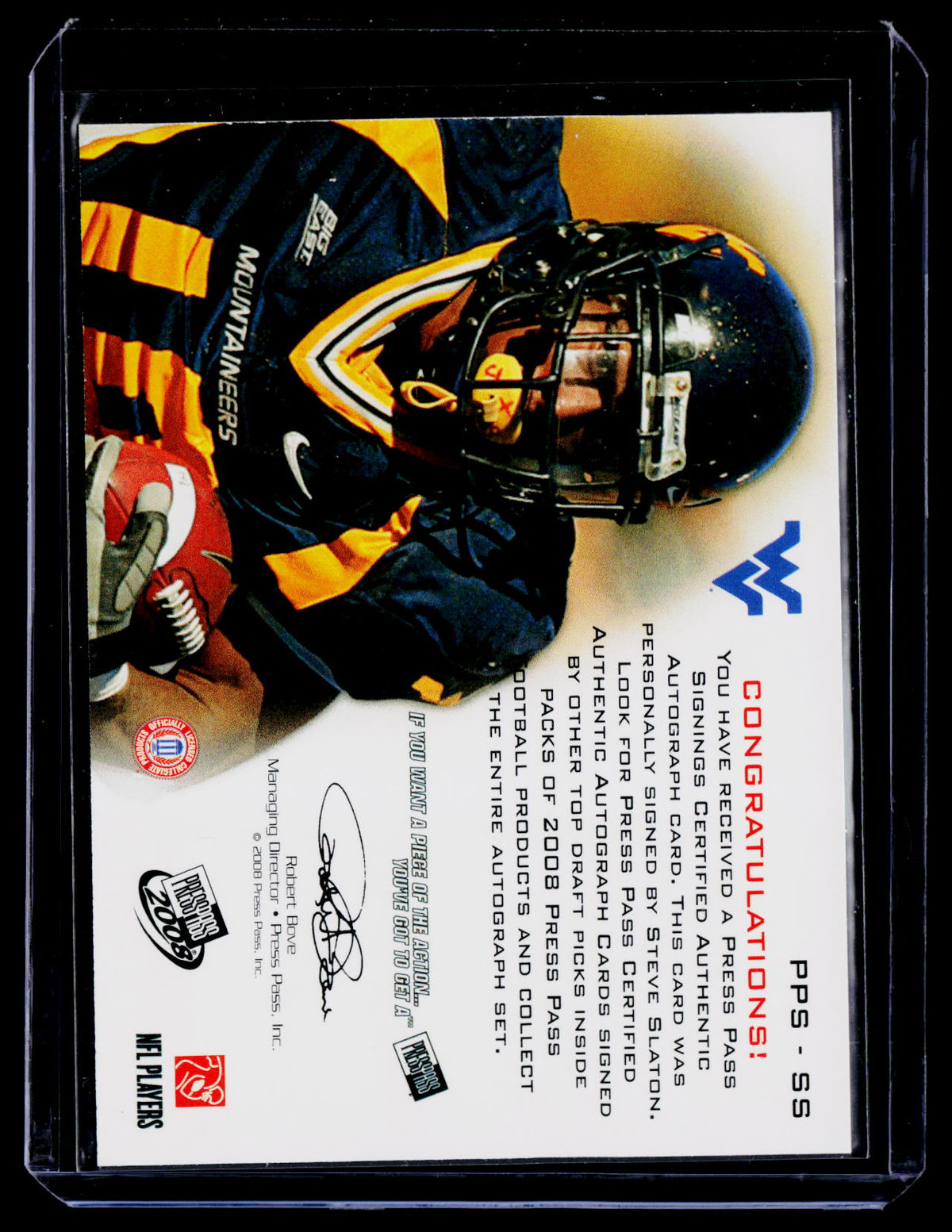 2008 Press Pass #PPS-SS Steve Slaton Autographs Bronze