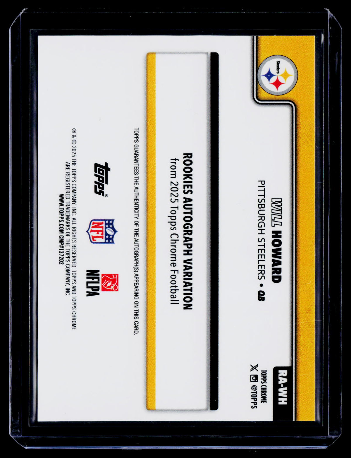 2025 Topps Chrome #RA-WH Will Howard Rookie Autographs Green Lava Refractor #/99