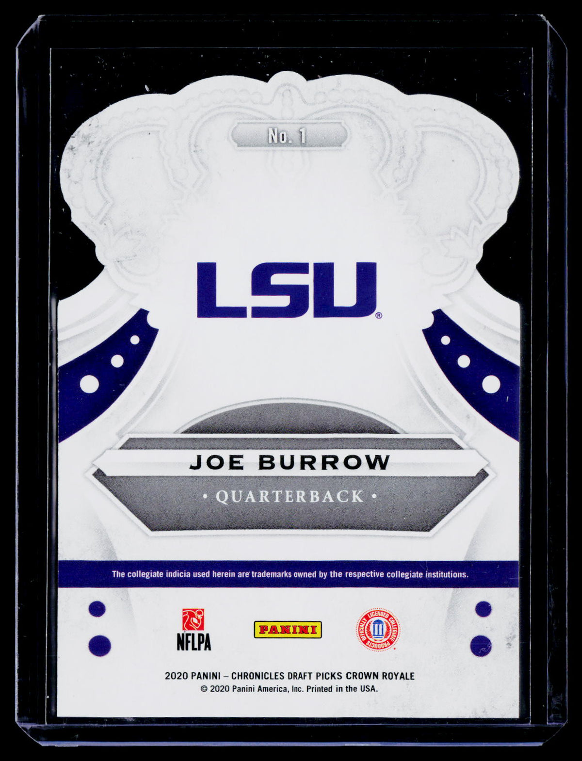 2020 Panini Chronicles Draft Picks #1 Joe Burrow Crown Royale Draft Picks