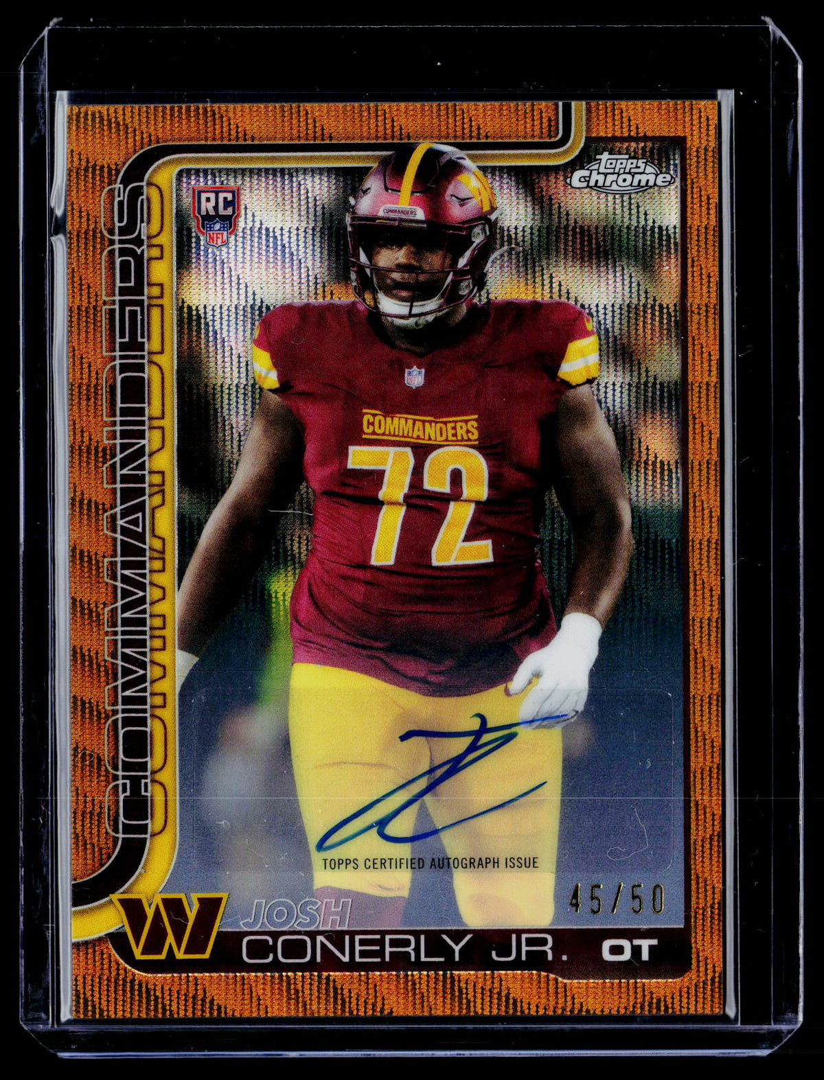 2025 Topps Chrome Josh Conerly Jr. Rookie Patch Auto Gold Refractor #/50