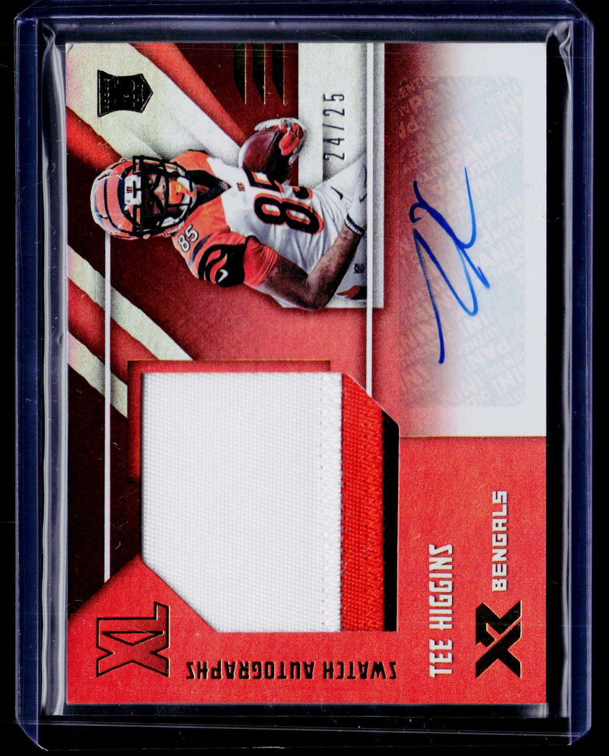 2020 Panini XR #RXL-TH Tee Higgins Rookie XL Swatch Autographs Orange #/25