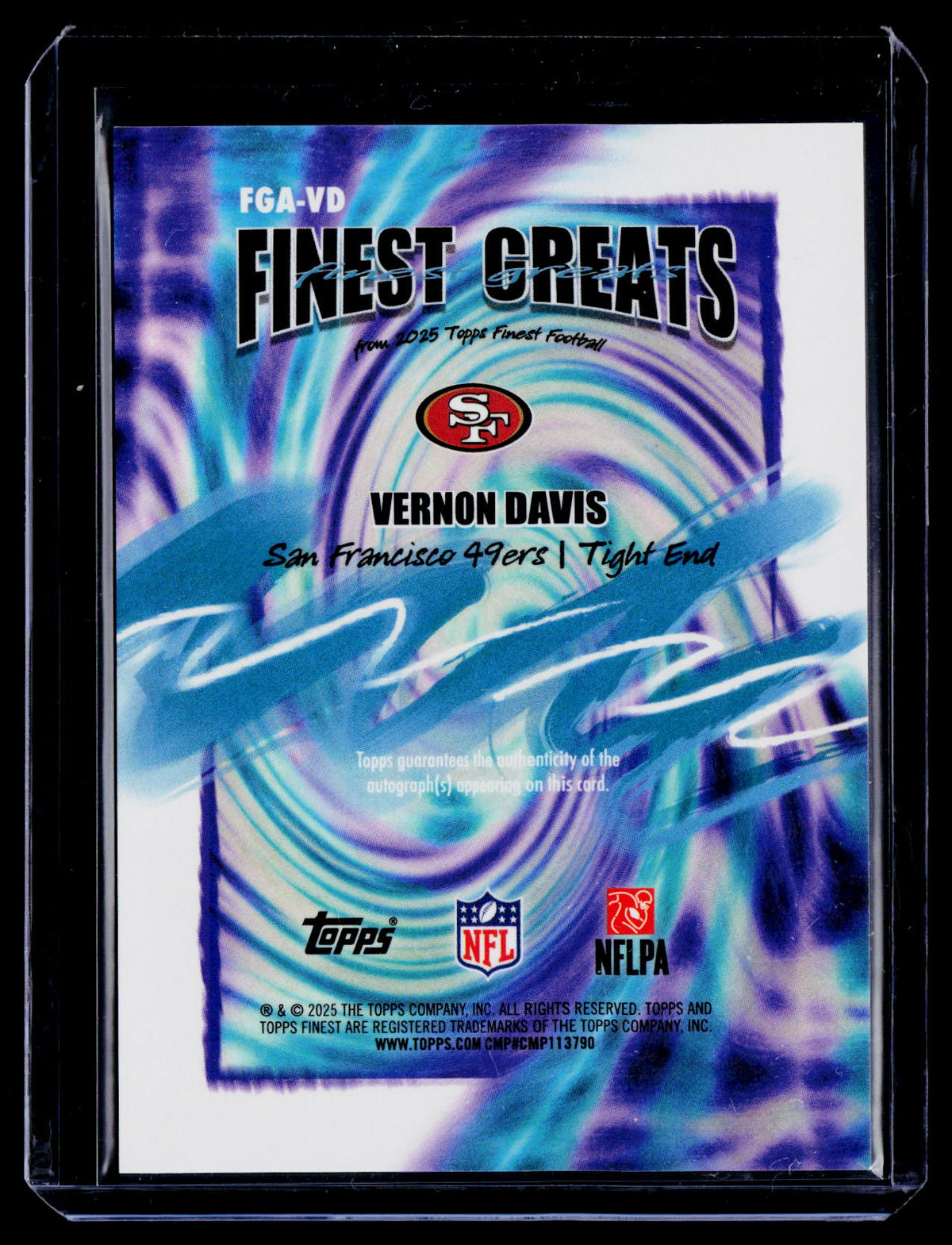 2025 Finest #FGA-VD Vernon Davis Auto Orange Geometric Refractor #/25