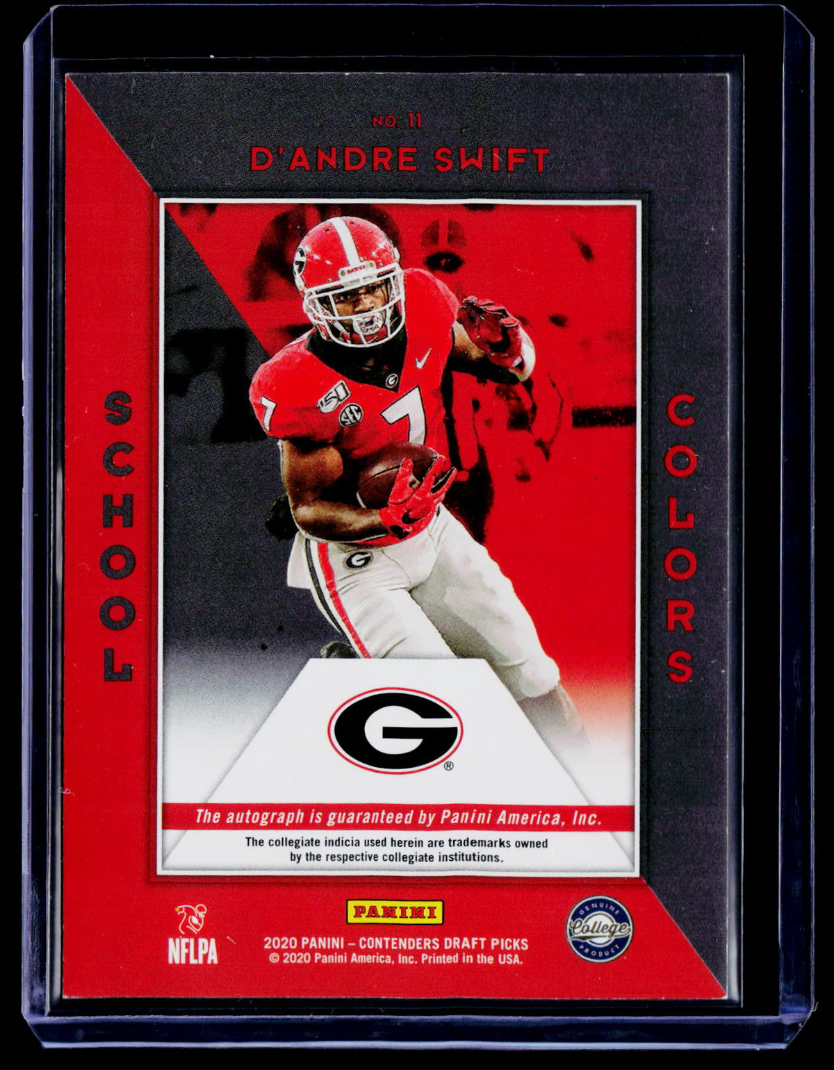 2020 Panini Contenders Draft Picks #11 D'Andre Swift School Colors Signatures