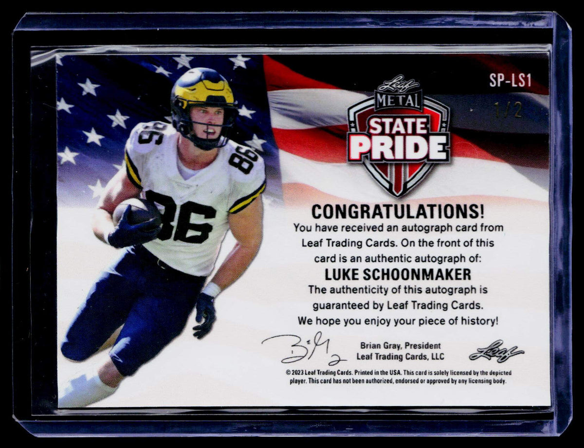 2023 Leaf Vivid #SP-LS1 Luke Schoonmaker Autographs Prismatic Purple #/2