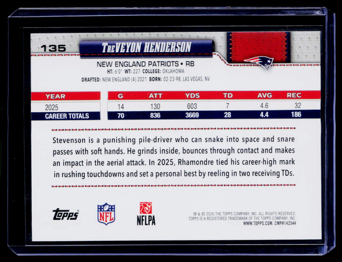 2026 Topps Flagship #135 TreVeyon Henderson Team Color Border Variations