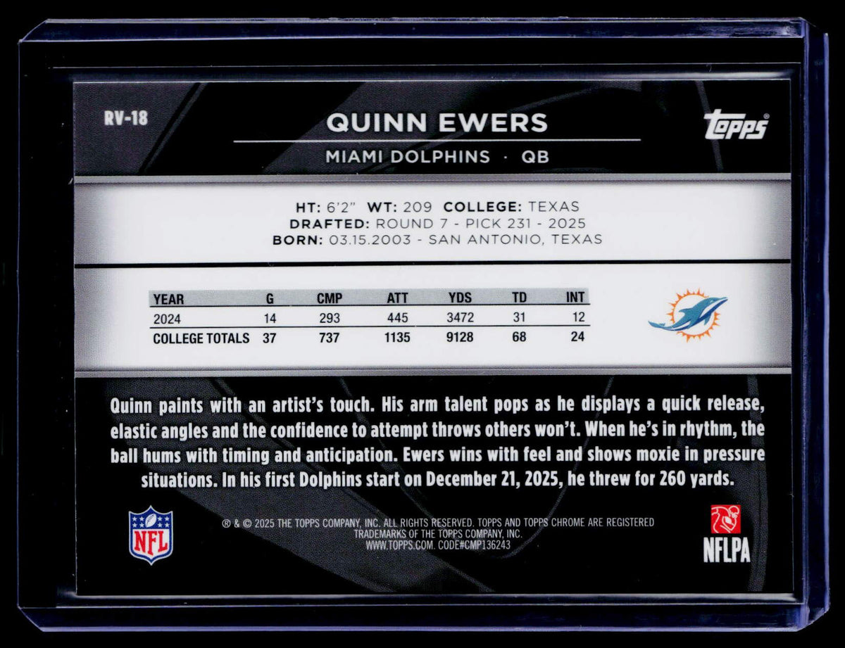 2025 Topps Chrome Black #RV-18 Quinn Ewers Rookie Variations