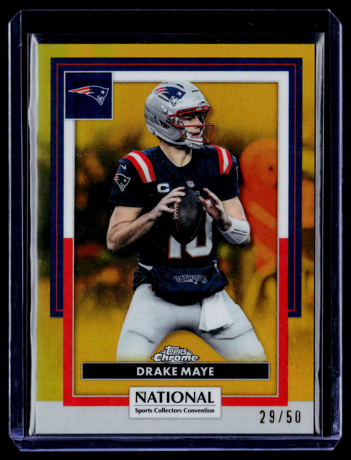 2026 Topps Chrome National Convention #NFL-36 Drake Maye Gold Refractor #/50