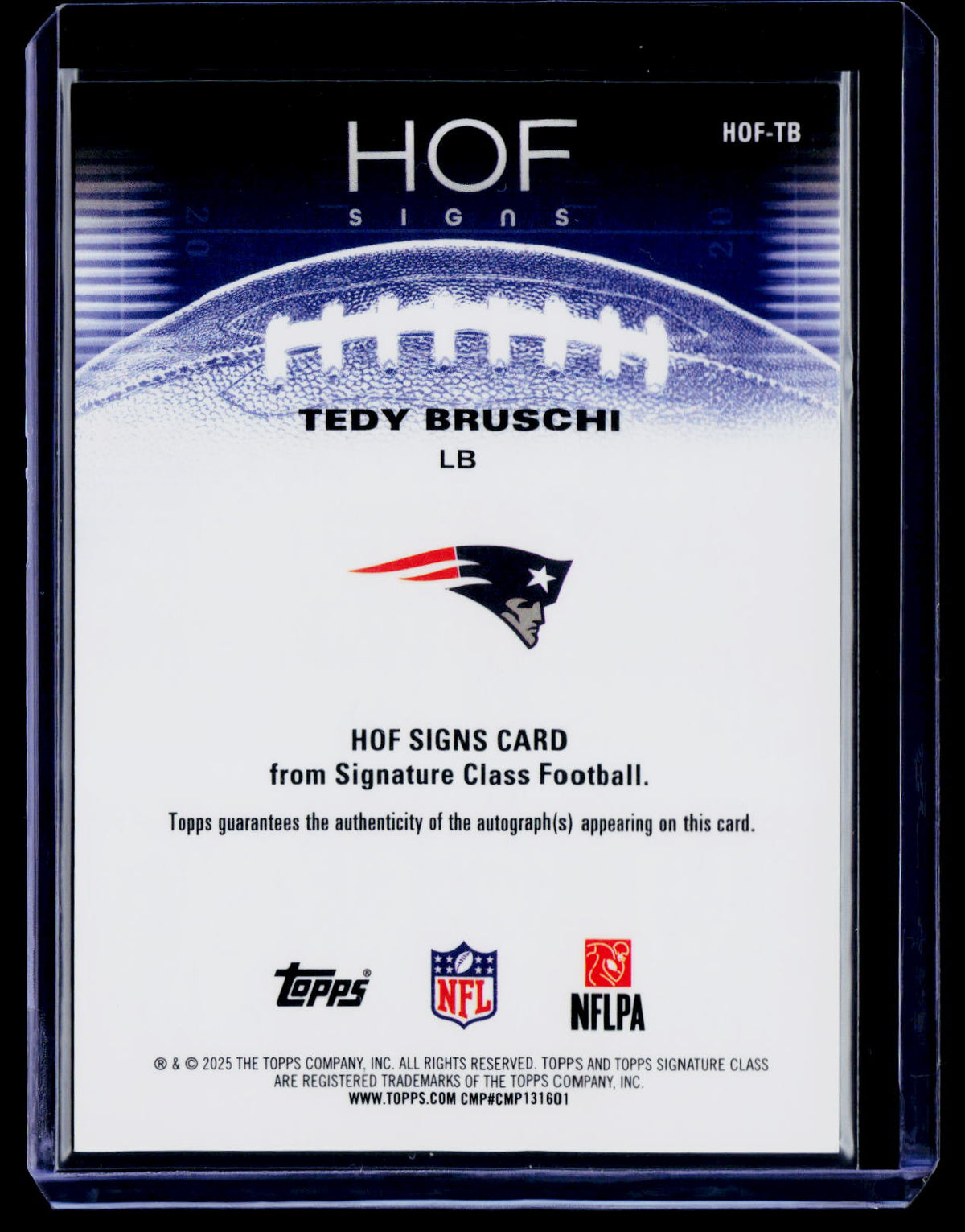 2025 Topps Signature Class #HOF-TB Tedy Bruschi HOF Signs Orange Refractor #/50