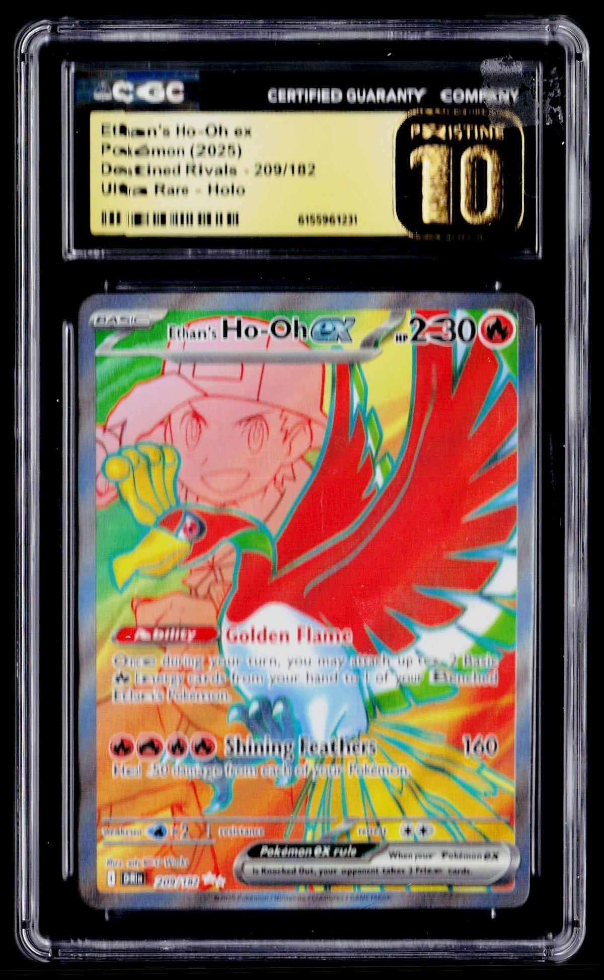 SV10: Destined Rivals #209/182 Ethan's Ho-Oh ex CGC Pristine 10