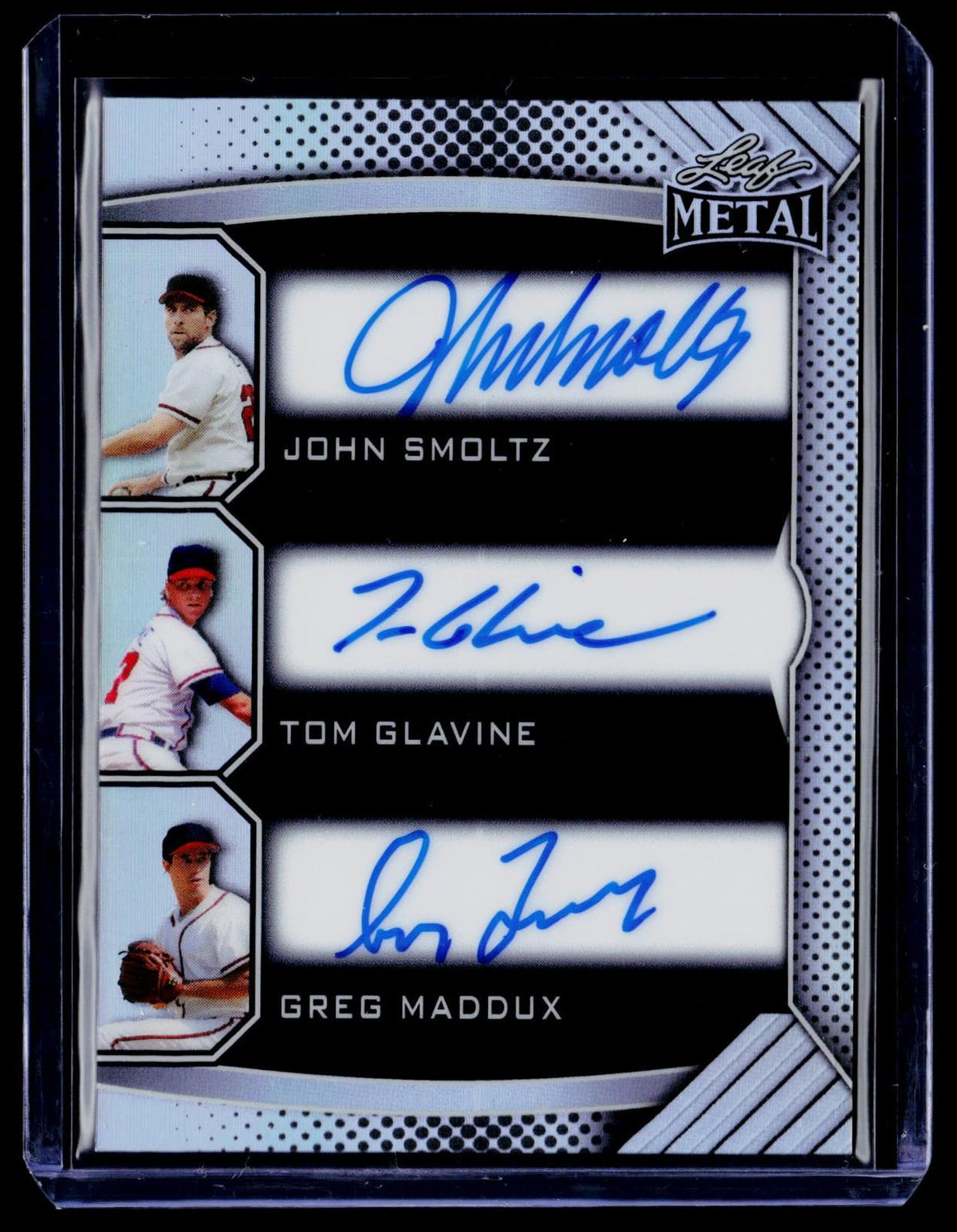 2026 Leaf Metal #TA-5 John Smoltz / Tom Glavine / Greg Maddux Autographs #/10