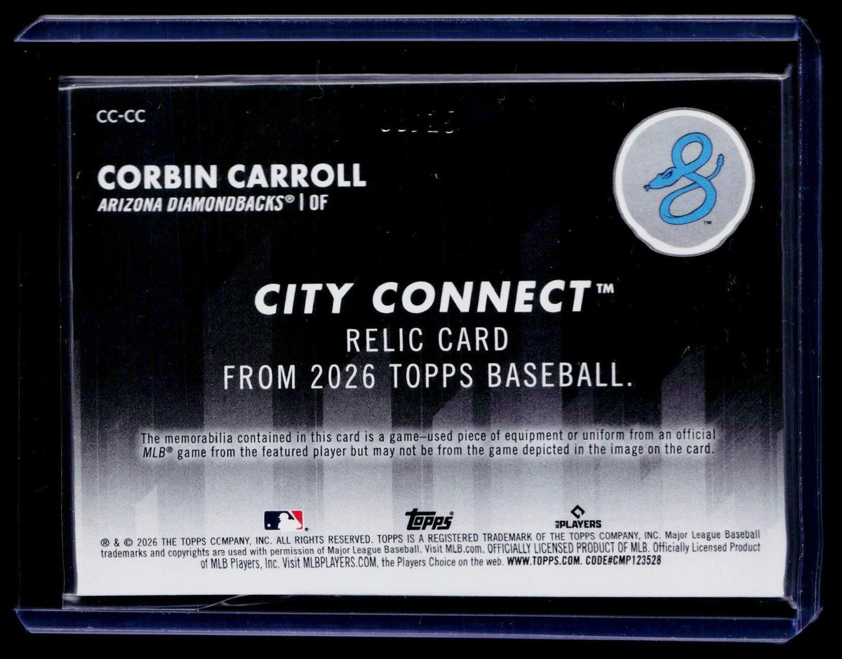 2026 Topps #CC-CC Corbin Carroll City Connect Swatch Collection Relics #/25