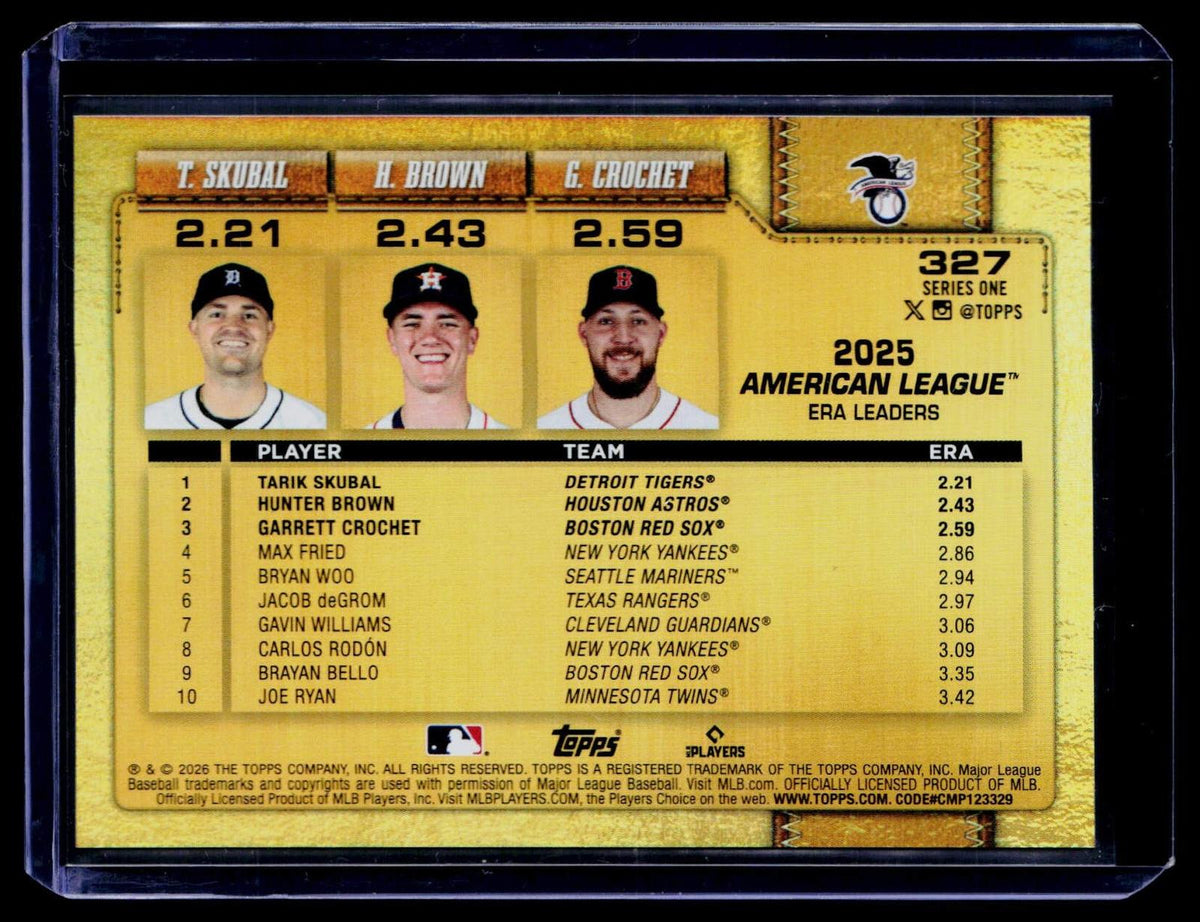 2026 Topps #327 Tarik Skubal / Garrett Crochet / Hunter Brown Gold Mirror Image