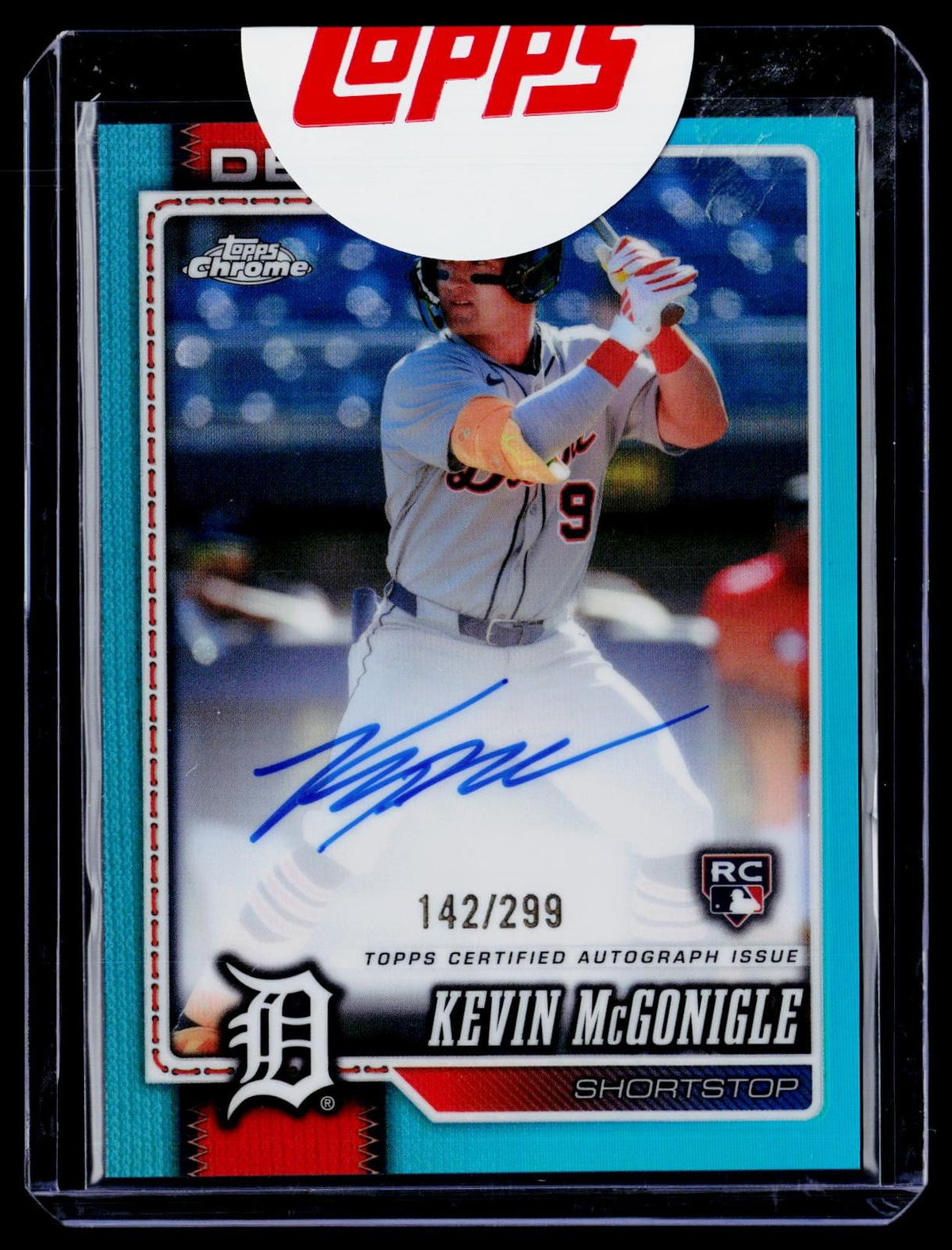 2026 Topps Chrome #RA-KM Kevin McGonigle Rookie Autographs Teal Refractor #/299