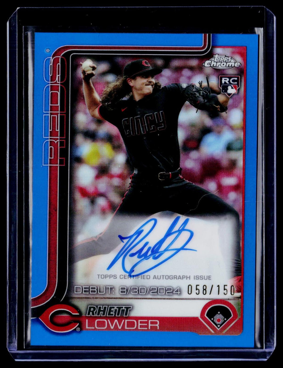 2025 Topps Chrome Update #CRDA-RL Rhett Lowder RC Autograph Blue Refractor #/150