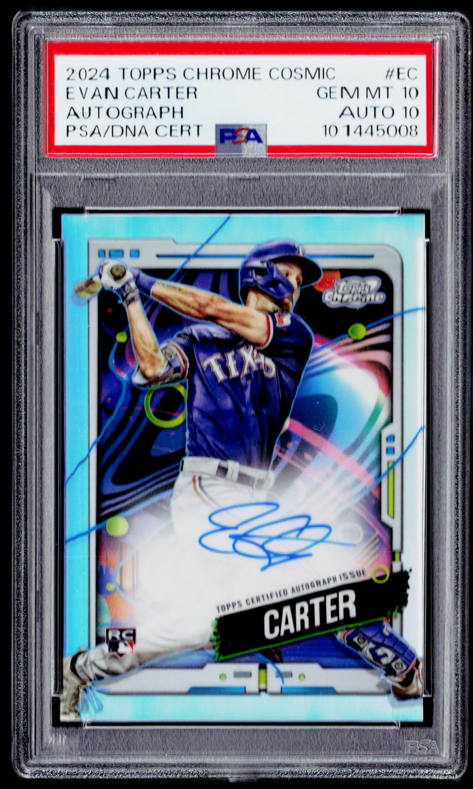 2024 Topps Chrome Cosmic #CCA-EC Evan Carter Autograph PSA Gem 10 / Auto 10