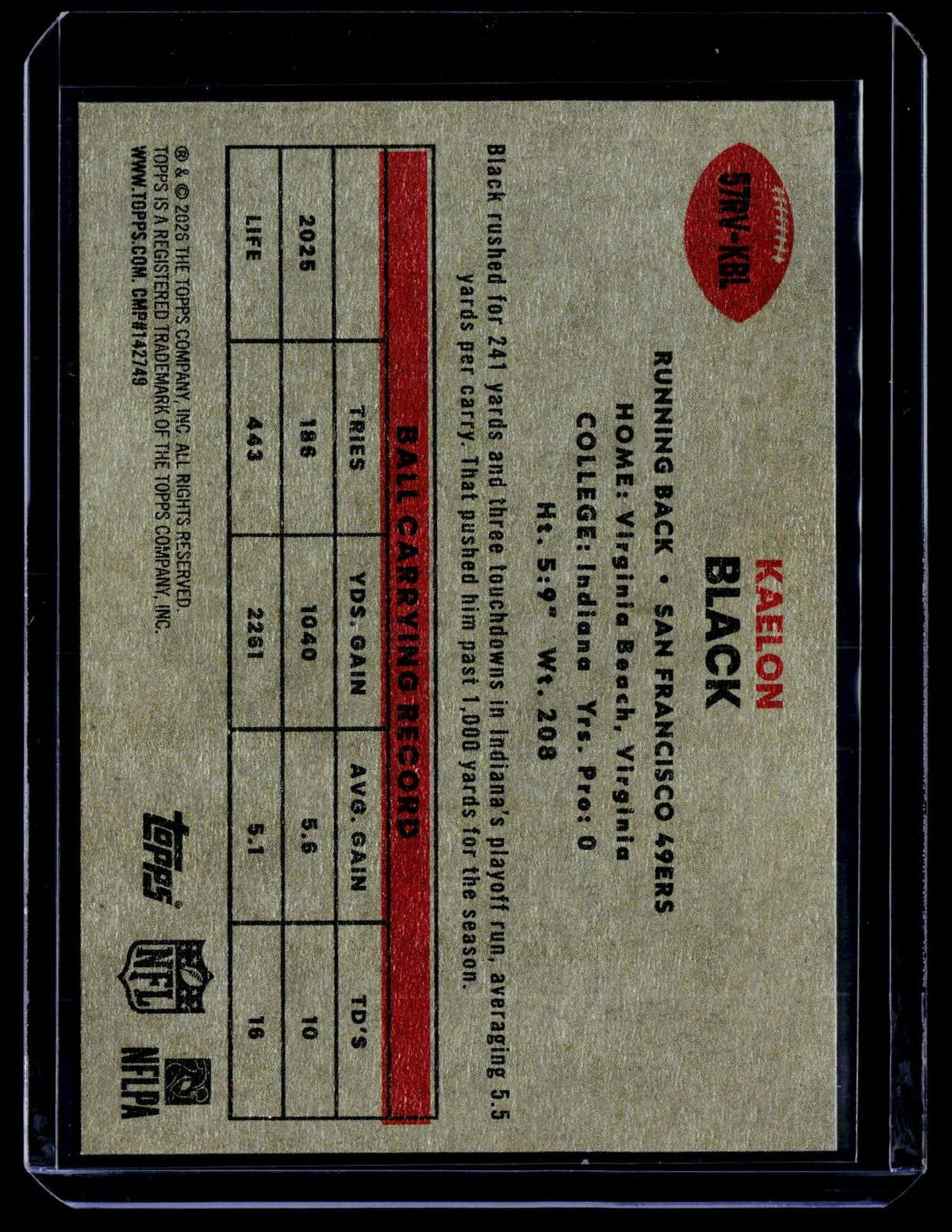 2026 Topps Flagship #57RV-KBL Kaelon Black 1957 Rookie Variations