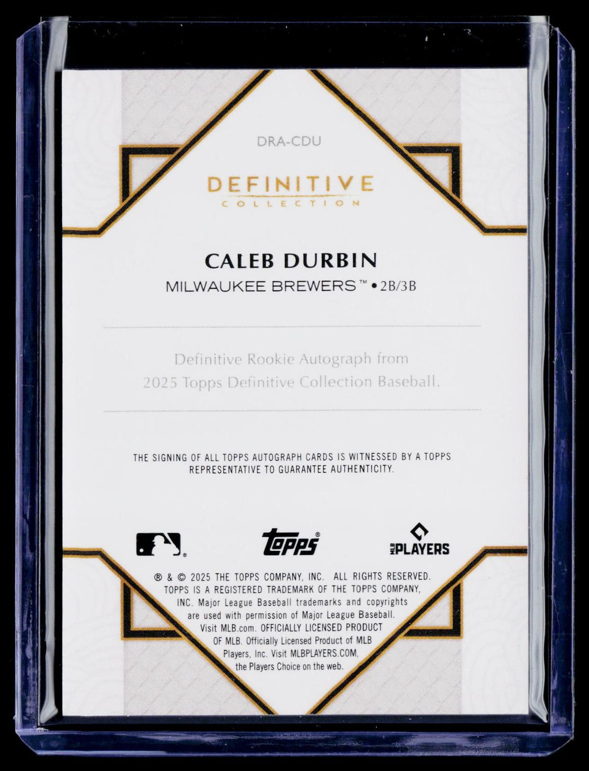 2025 Topps Definitive Collection #DRA-CDU Caleb Durbin Rookie Autographs #/50