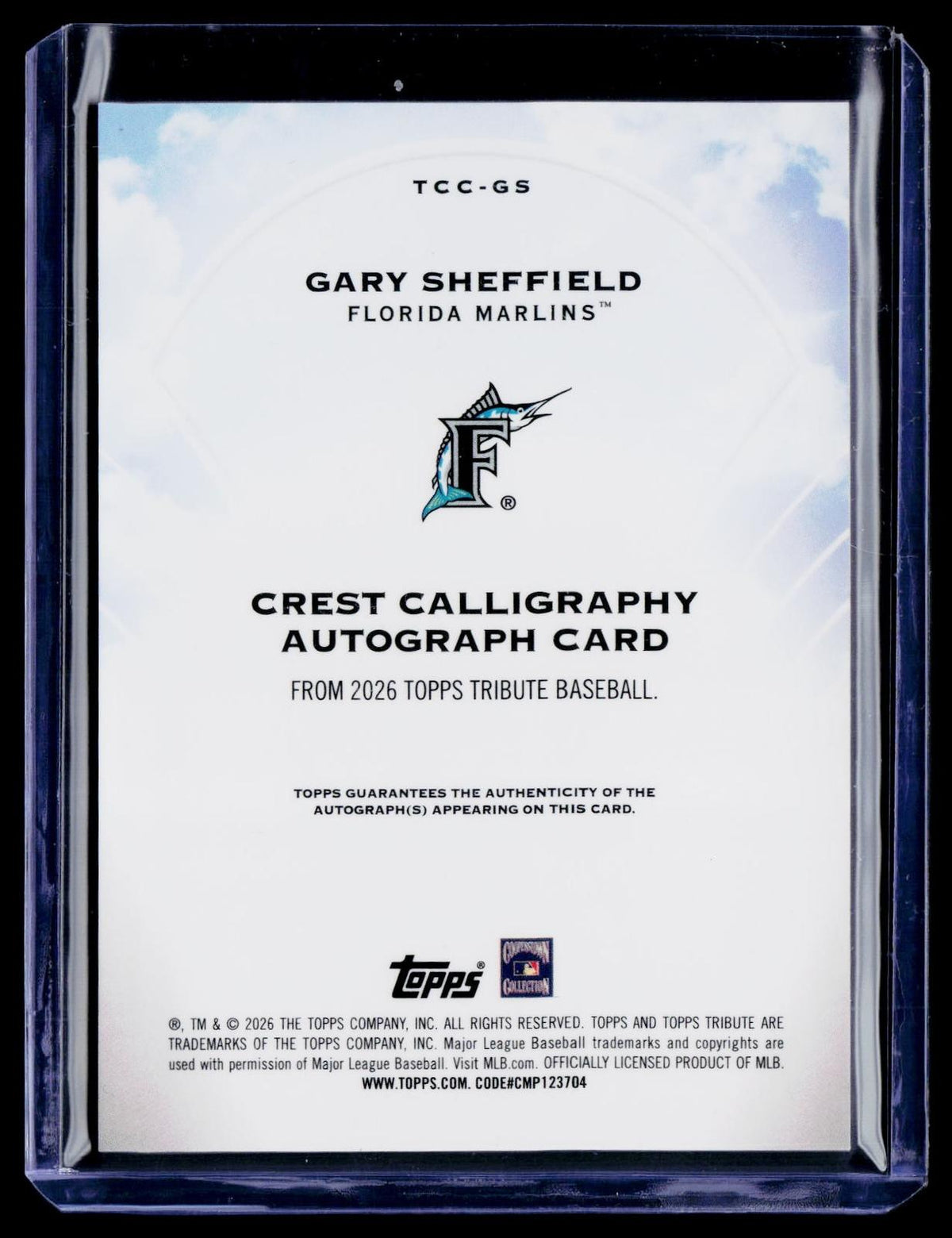 2026 Topps Tribute #TCC-GS Gary Sheffield Crest Calligraphy #/199