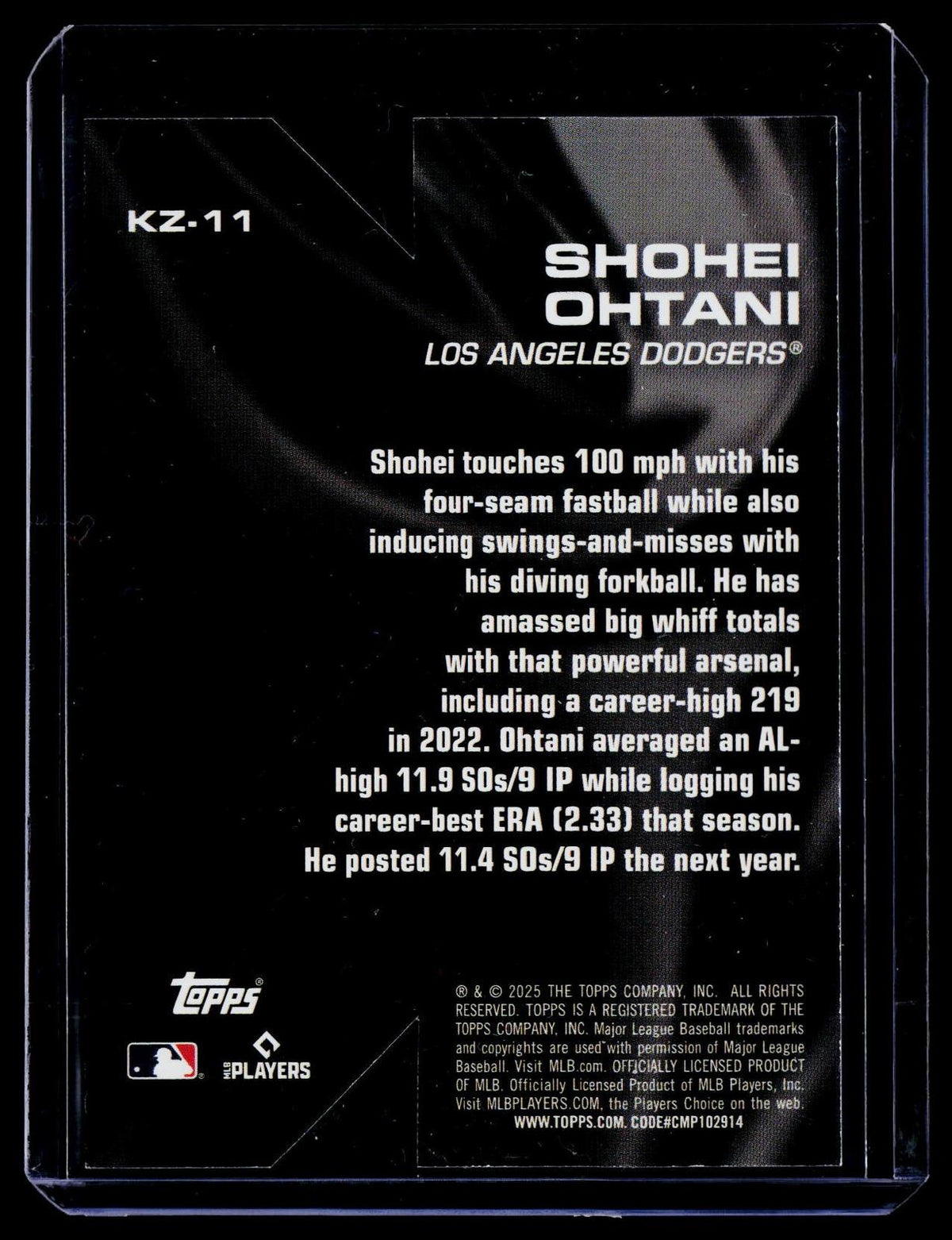 2025 Topps #KZ-11 Shohei Ohtani K Zone Die Cut
