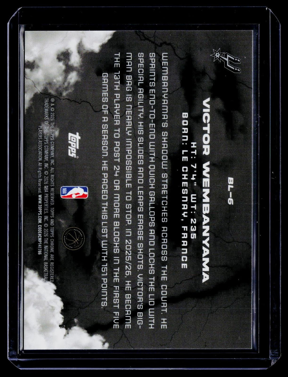 2025-26 Topps Chrome Black #BL-6 Victor Wembanyama Black Lightning