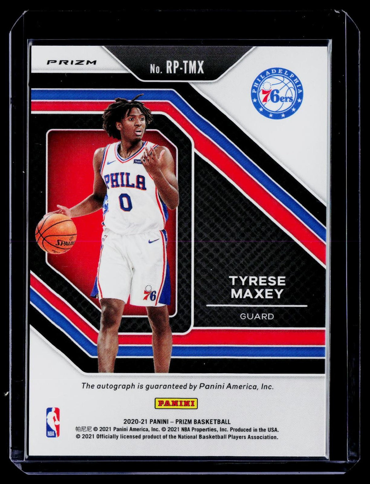 2020-21 Panini Prizm #RP-TMX Tyrese Maxey Rookie Penmanship Prizm Silver