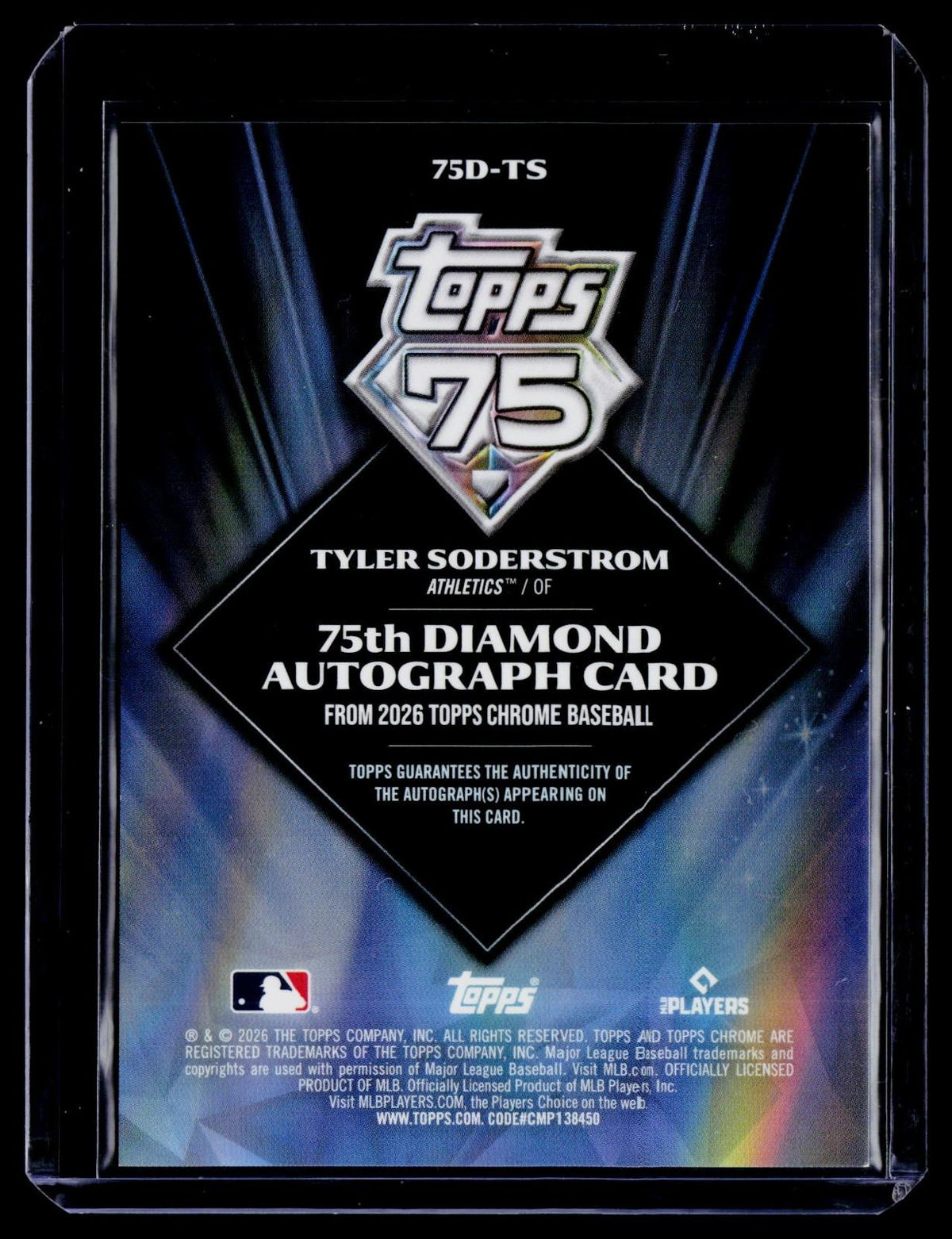 2026 Topps Chrome #75D-TS Tyler Soderstrom Autograph Green Refractor #/99